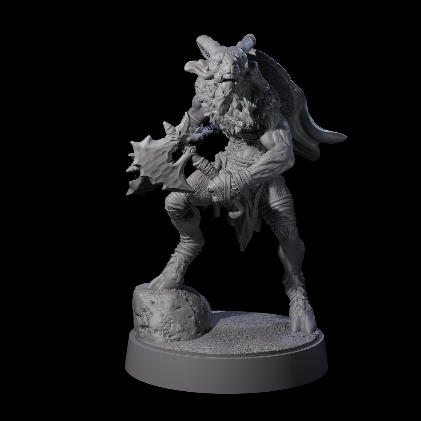 Defiant Goatfolk Fighter F Miniature for Dungeons and Dragons, Pathfinder or other TTRPGs