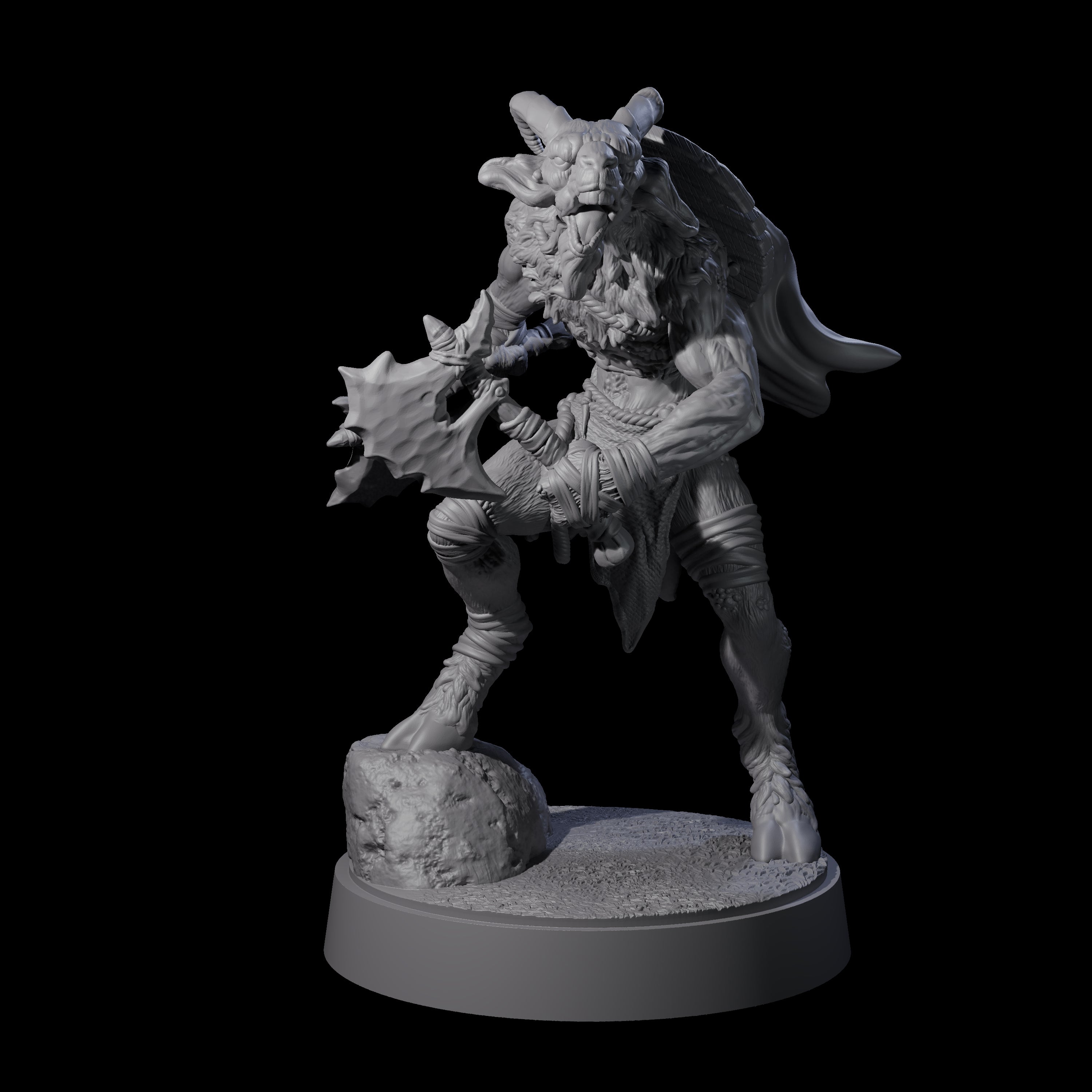 Defiant Goatfolk Fighter F Miniature for Dungeons and Dragons, Pathfinder or other TTRPGs