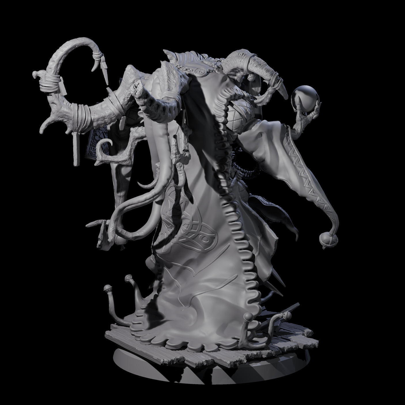 Deformed Mind Flayer Arcanist C Miniature for Dungeons and Dragons, Pathfinder or other TTRPGs