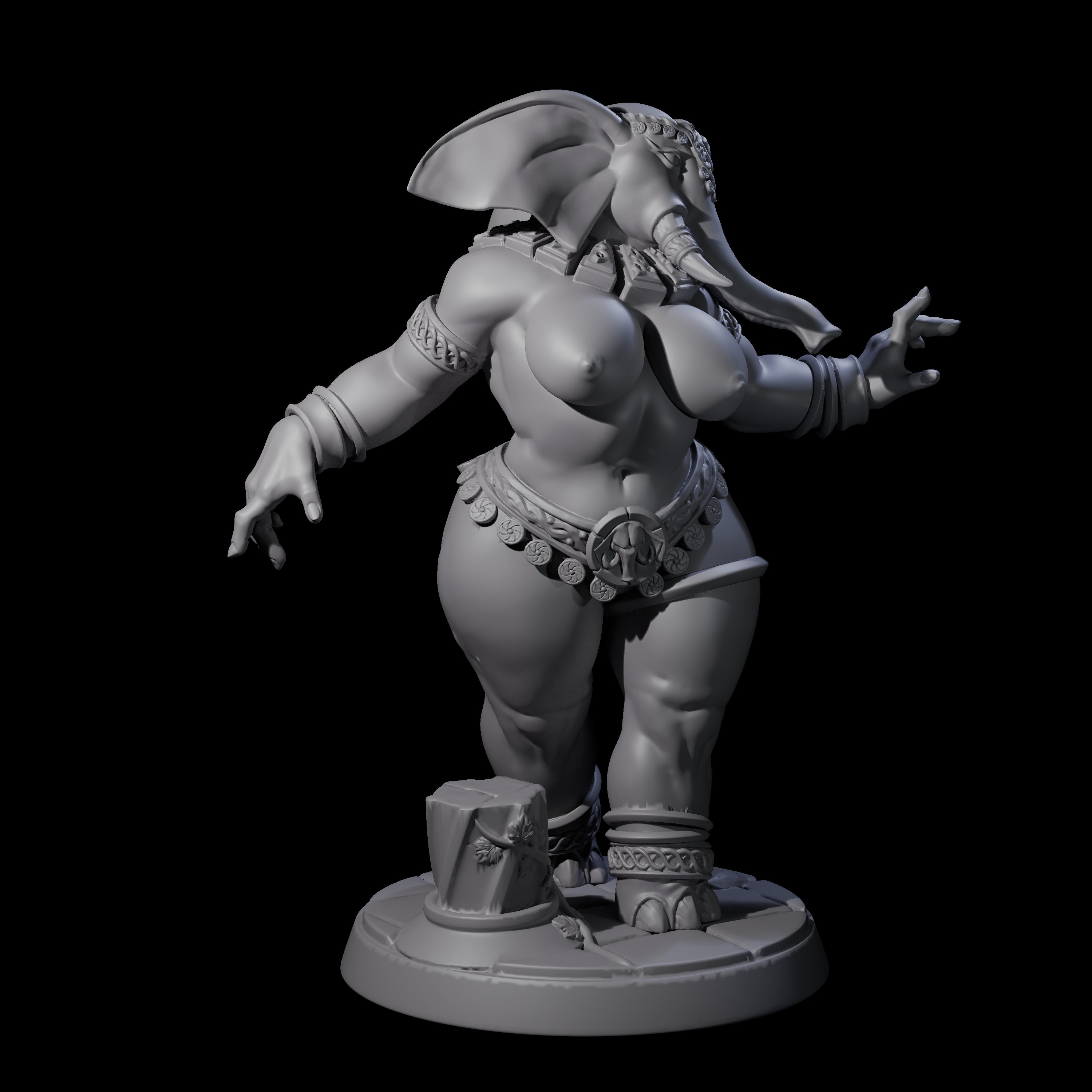 Delicate Loxodon Pinup Miniature for Dungeons and Dragons, Pathfinder or other TTRPGs