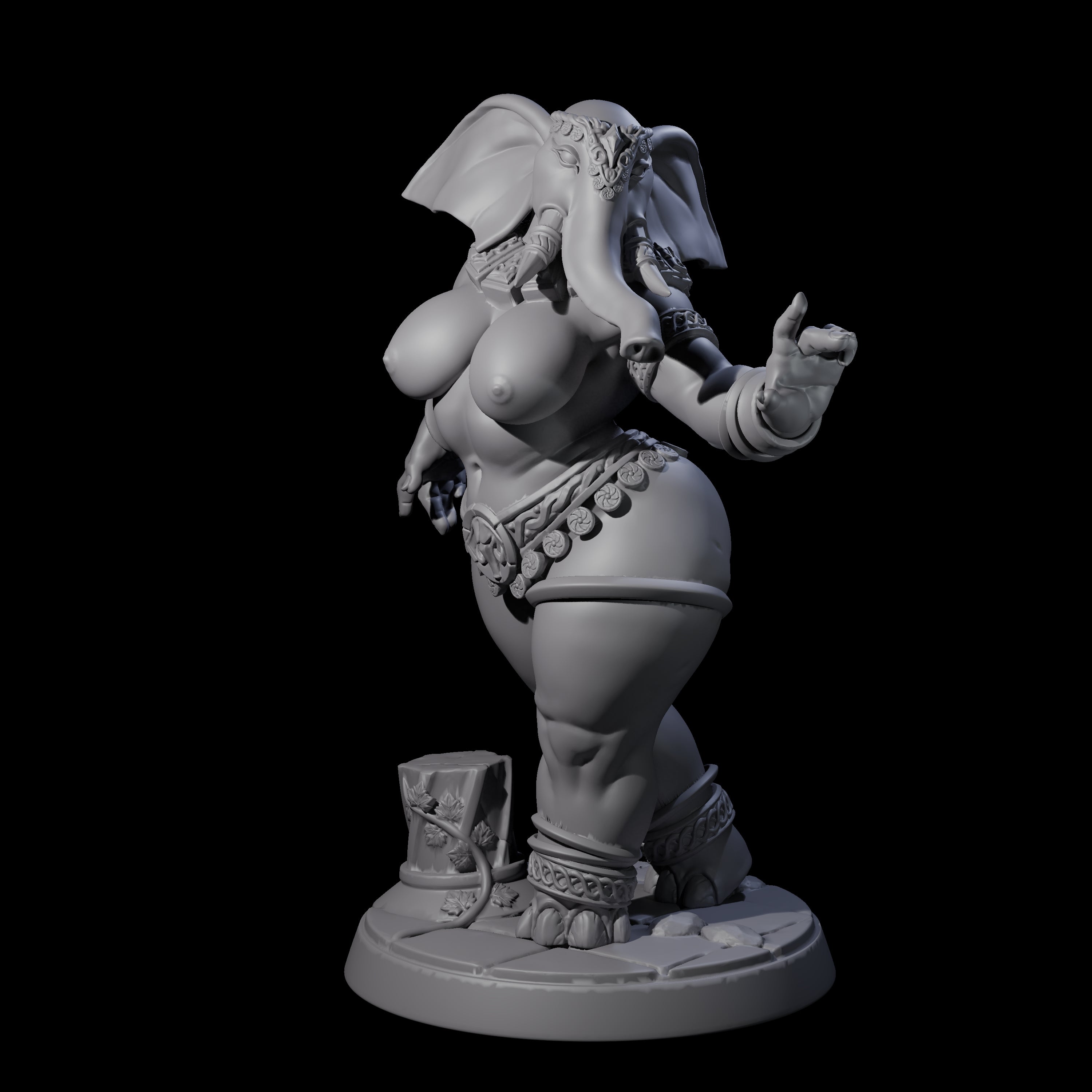 Delicate Loxodon Pinup Miniature for Dungeons and Dragons, Pathfinder or other TTRPGs