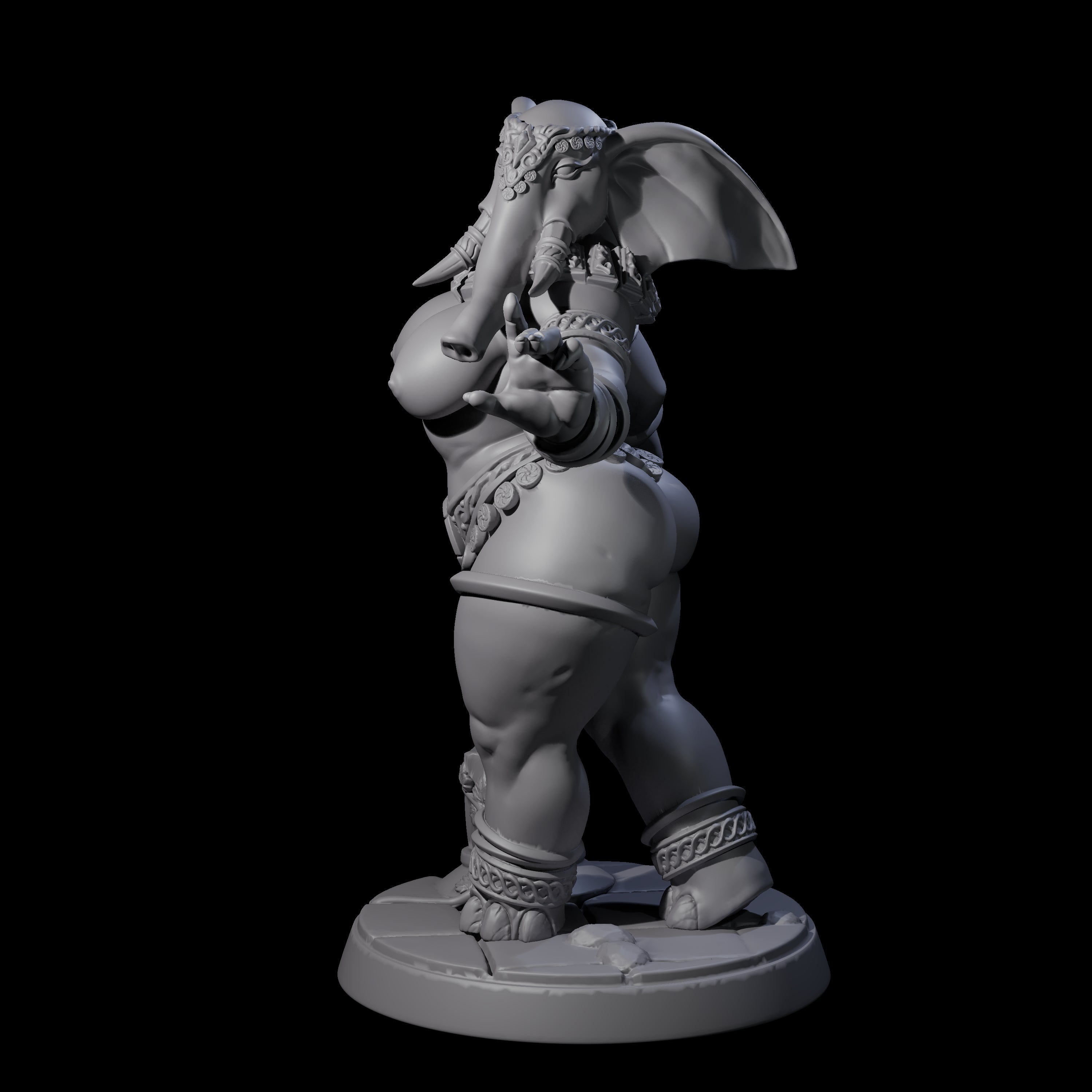 Delicate Loxodon Pinup Miniature for Dungeons and Dragons, Pathfinder or other TTRPGs