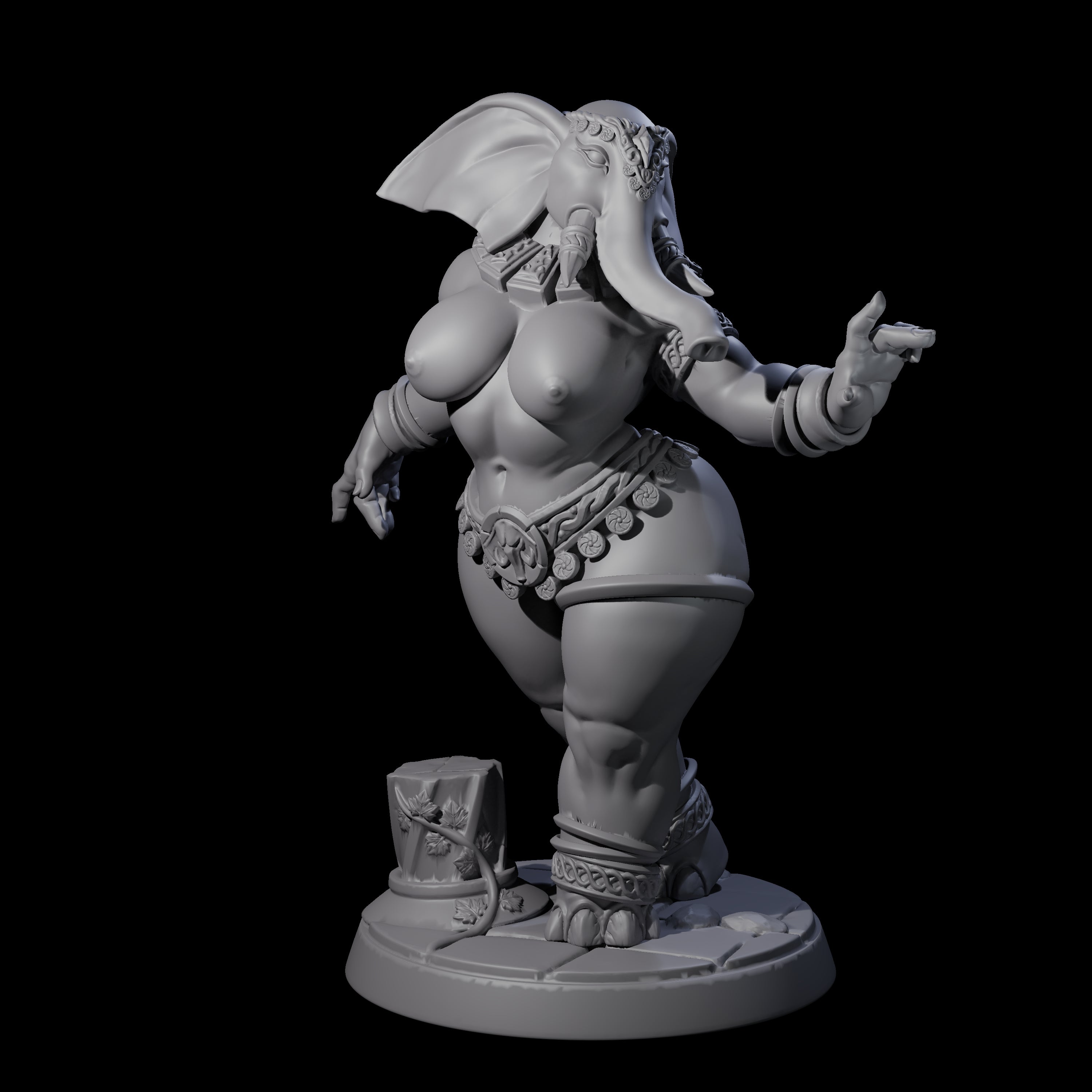 Delicate Loxodon Pinup Miniature for Dungeons and Dragons, Pathfinder or other TTRPGs