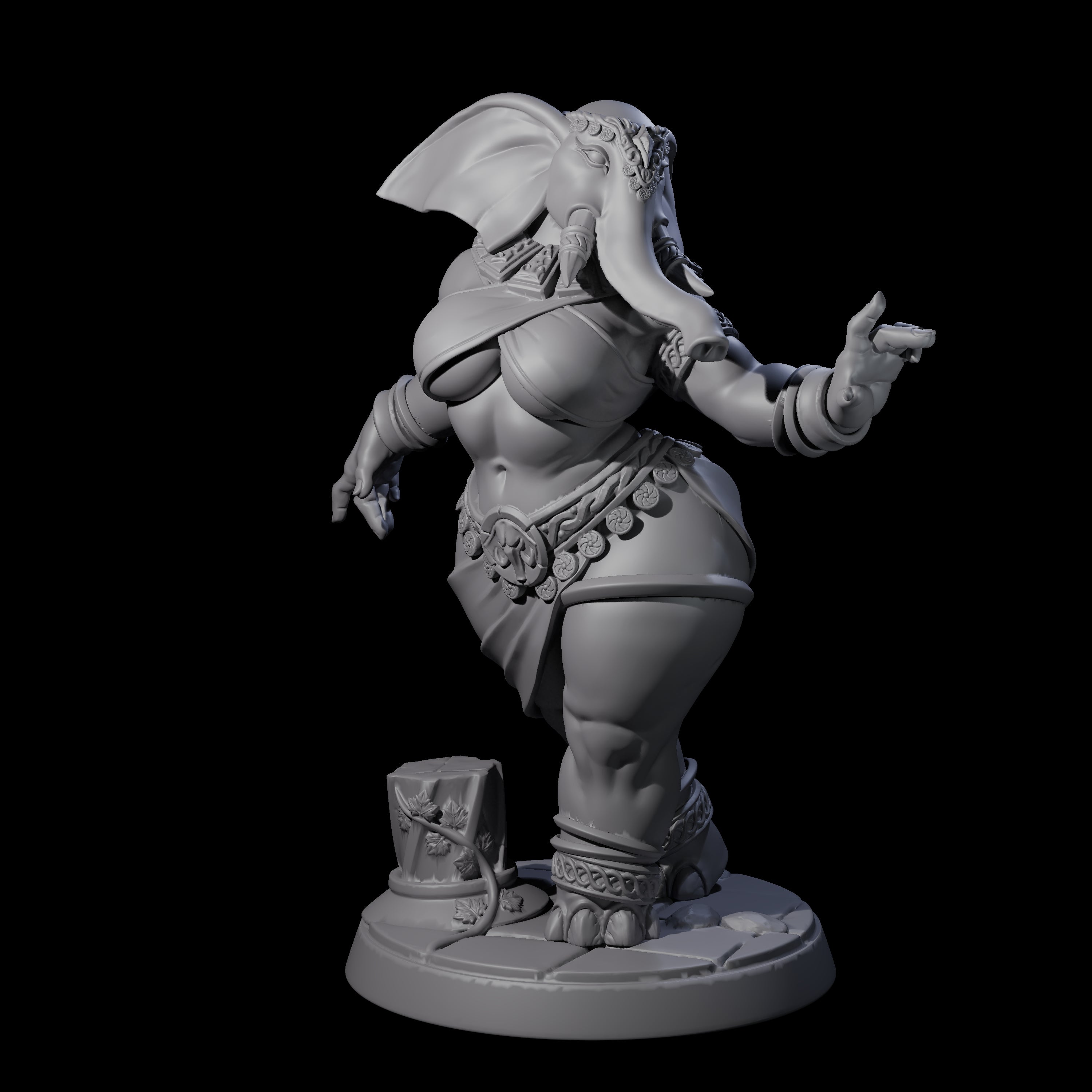 Delicate Loxodon Pinup Miniature for Dungeons and Dragons, Pathfinder or other TTRPGs