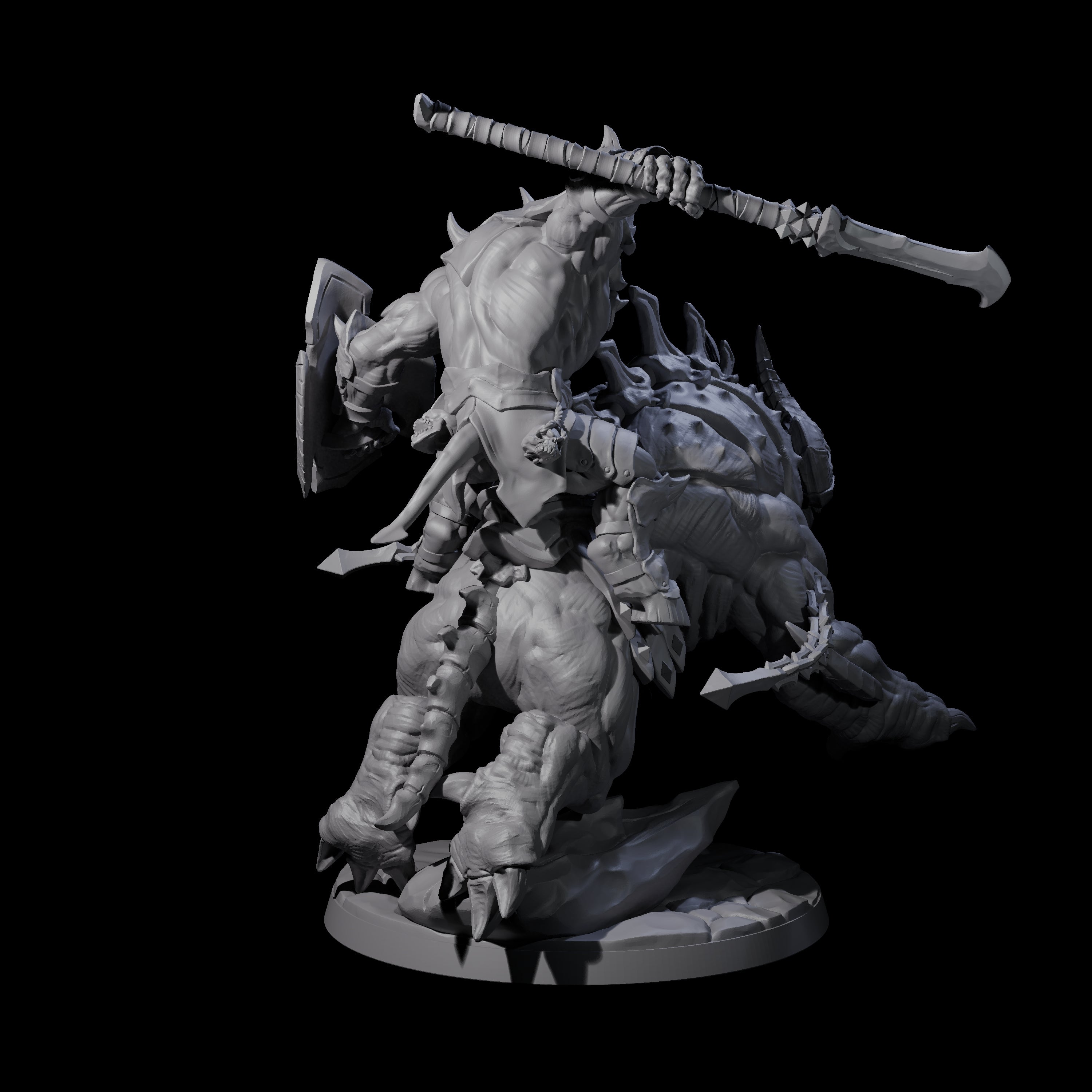 Demonic Ravager riding Hellhound A Miniature for Dungeons and Dragons, Pathfinder or other TTRPGs
