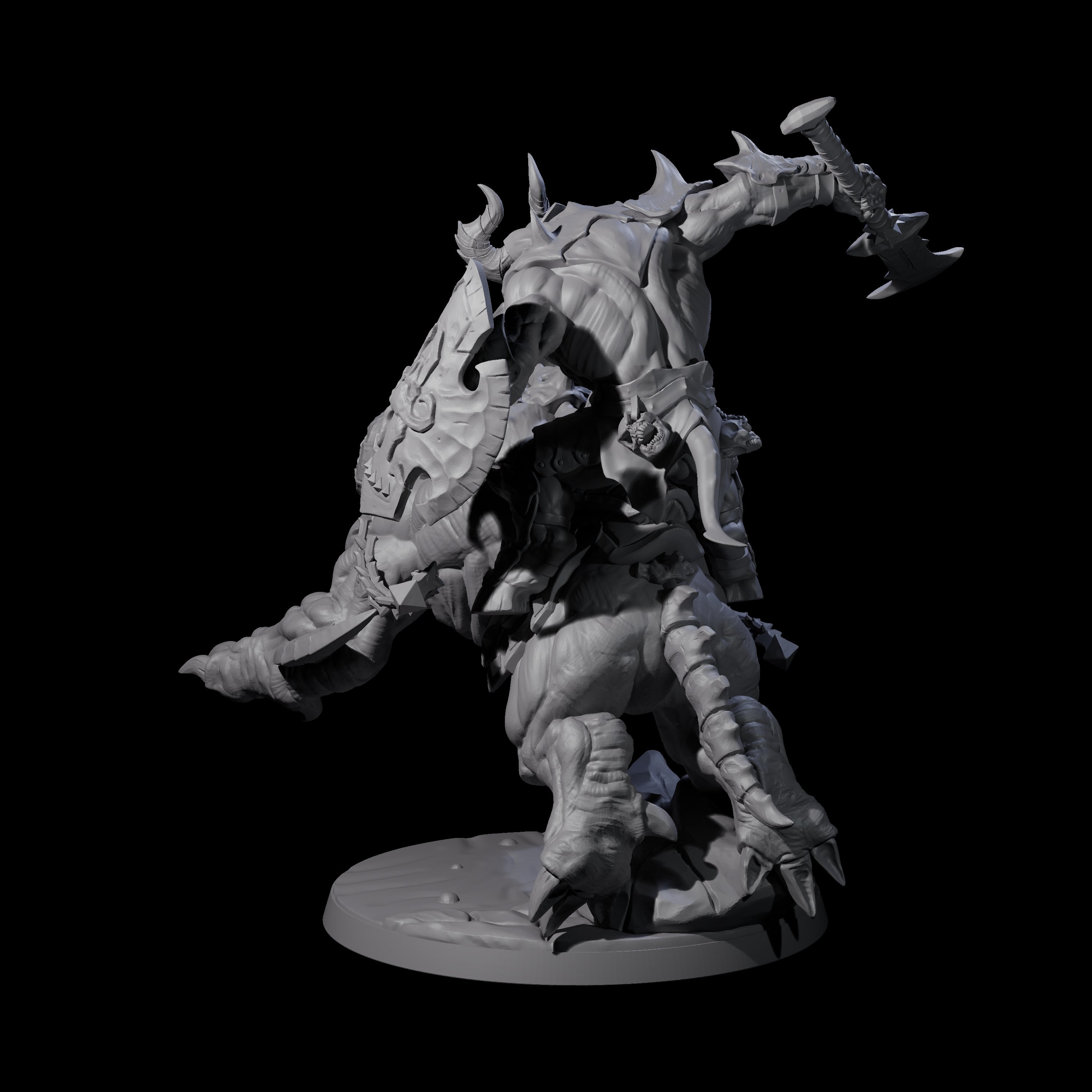 Demonic Ravager riding Hellhound A Miniature for Dungeons and Dragons, Pathfinder or other TTRPGs