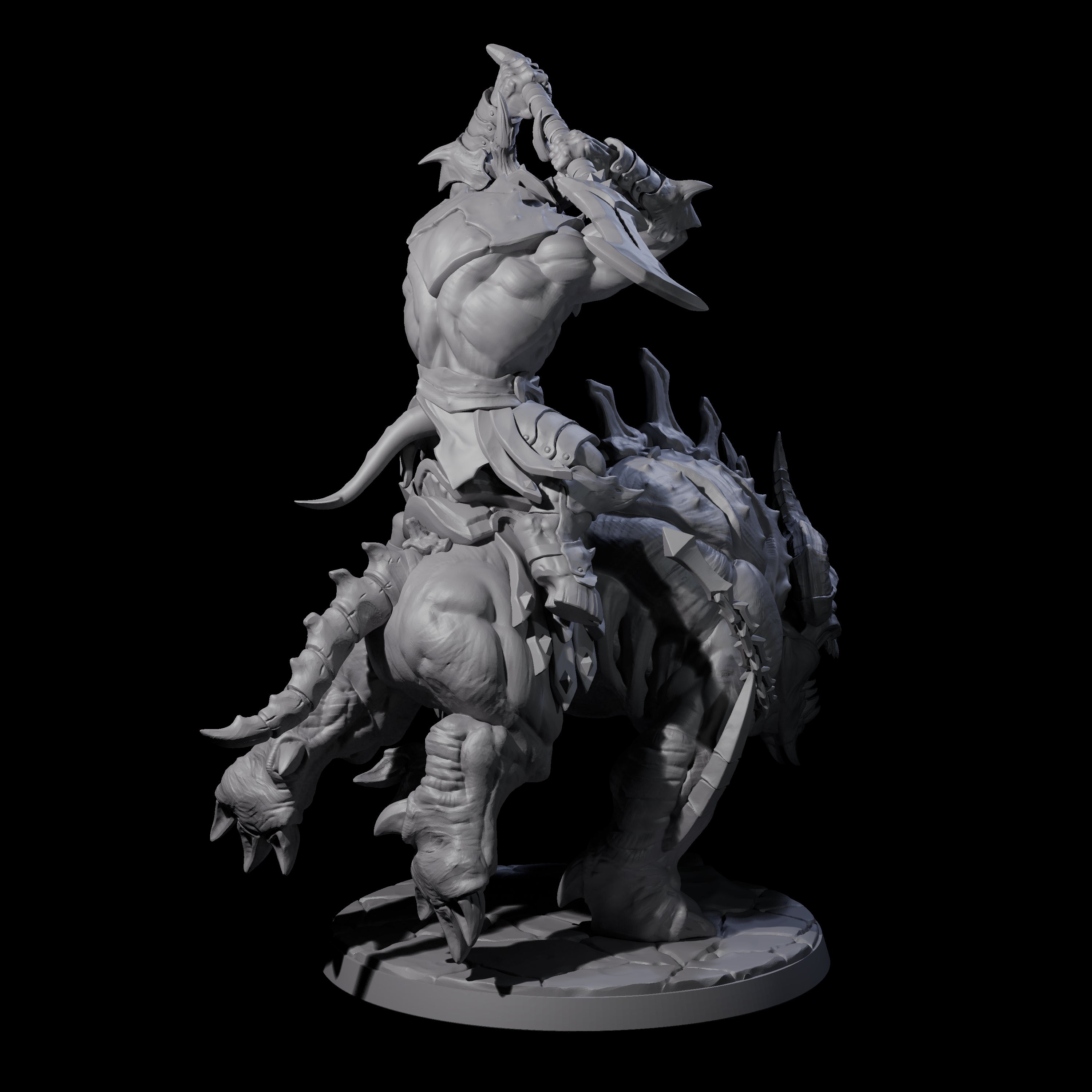 Demonic Ravager riding Hellhound B Miniature for Dungeons and Dragons, Pathfinder or other TTRPGs