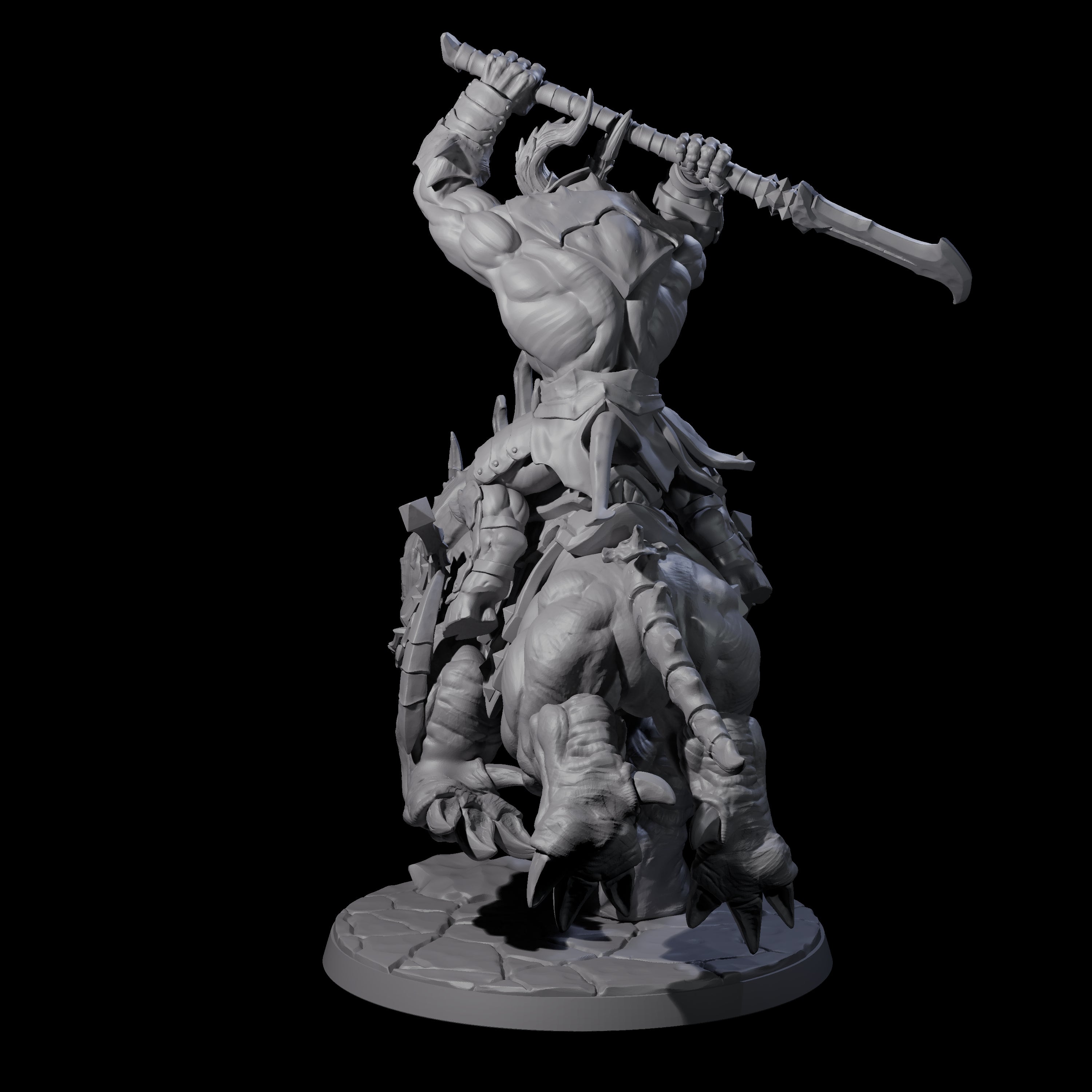 Demonic Ravager riding Hellhound B Miniature for Dungeons and Dragons, Pathfinder or other TTRPGs