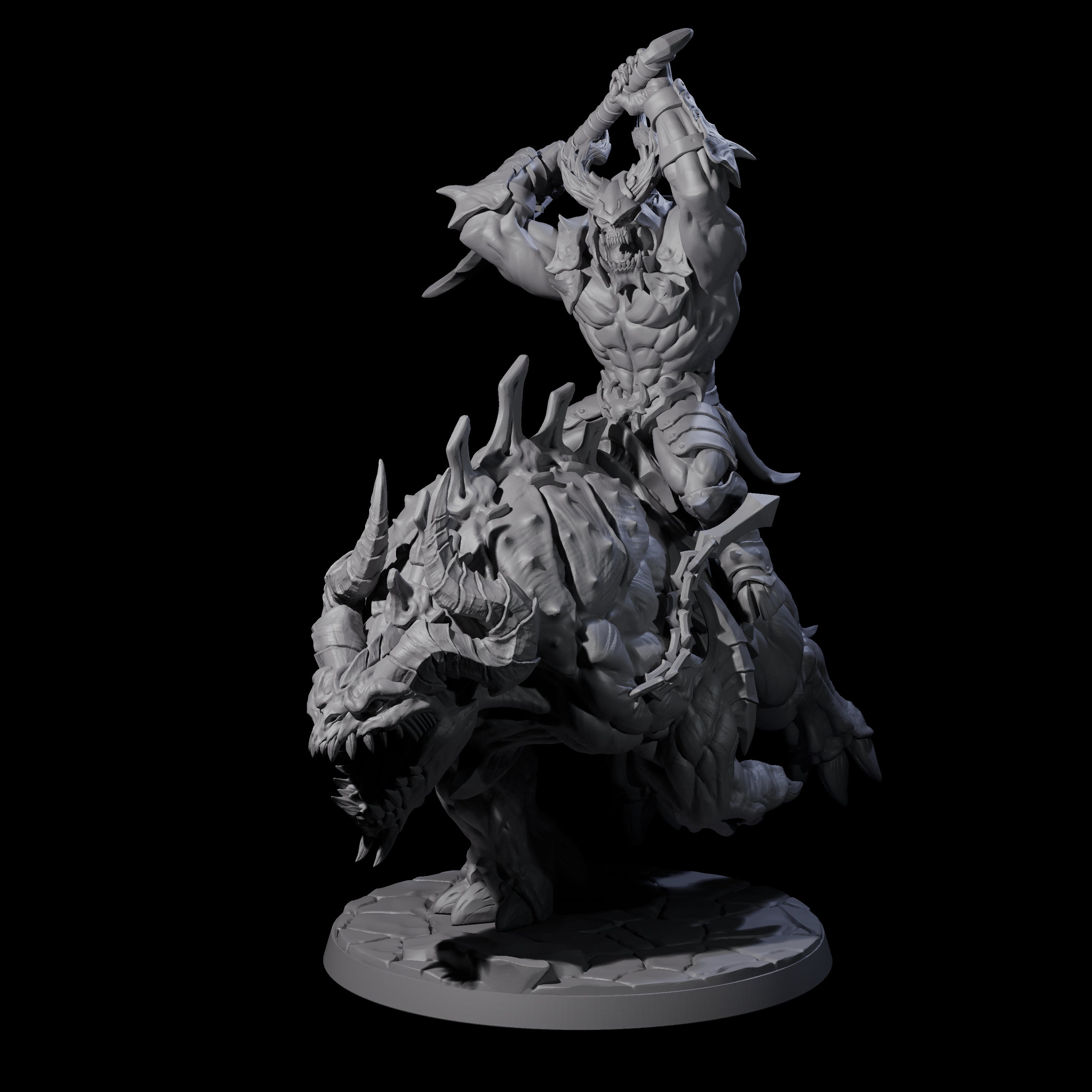 Demonic Ravager riding Hellhound B Miniature for Dungeons and Dragons, Pathfinder or other TTRPGs
