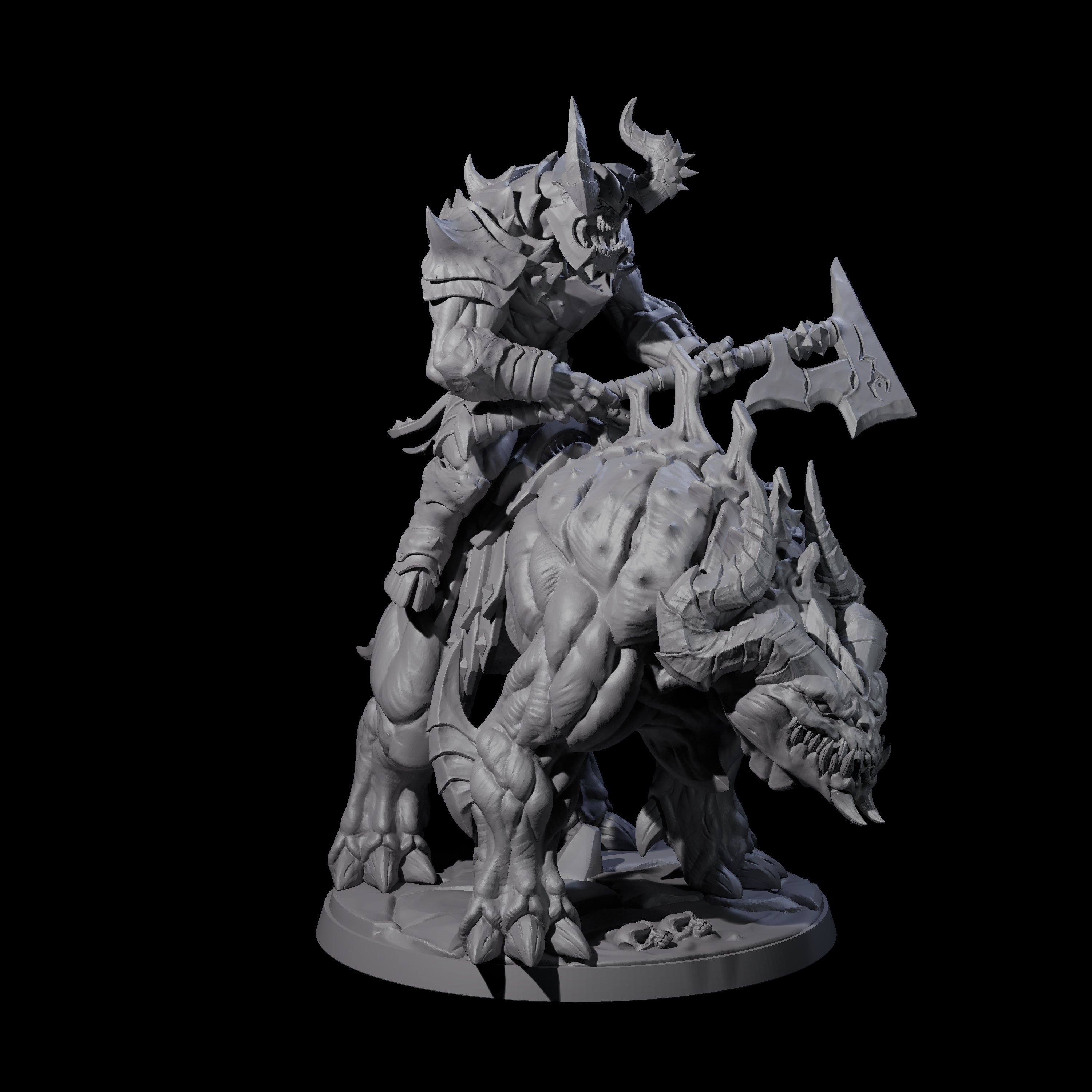 Demonic Ravager riding Hellhound D Miniature for Dungeons and Dragons, Pathfinder or other TTRPGs