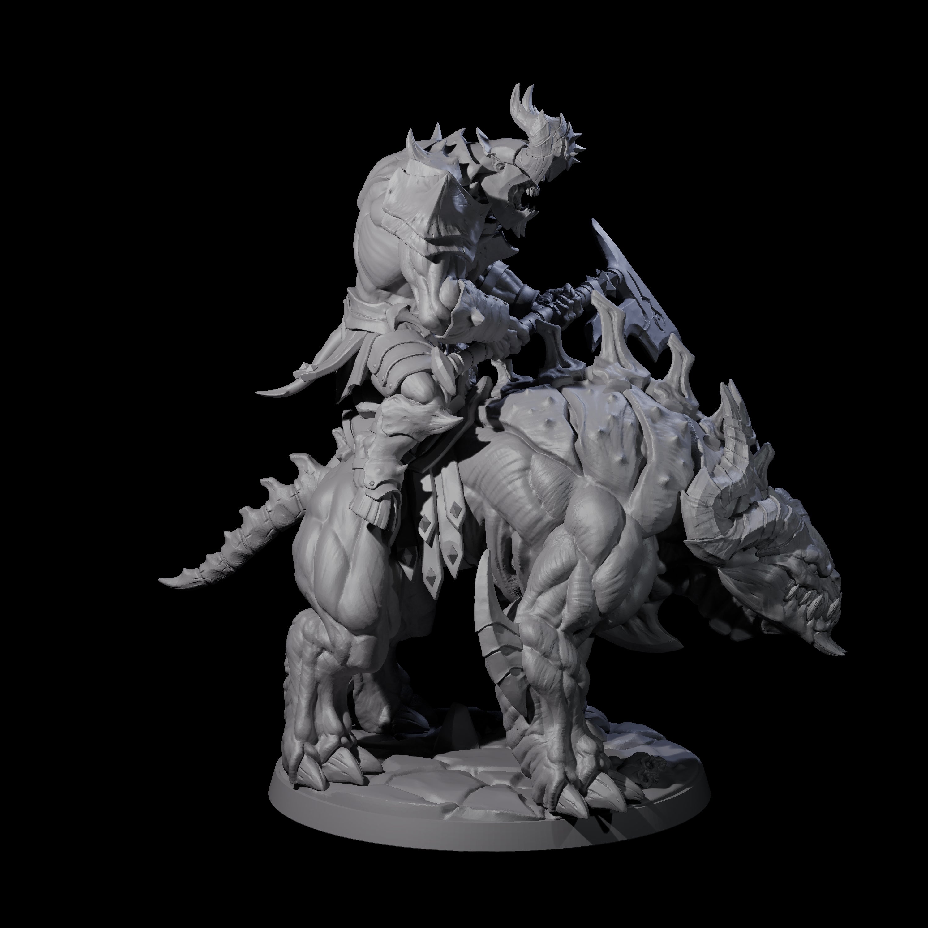 Demonic Ravager riding Hellhound D Miniature for Dungeons and Dragons, Pathfinder or other TTRPGs