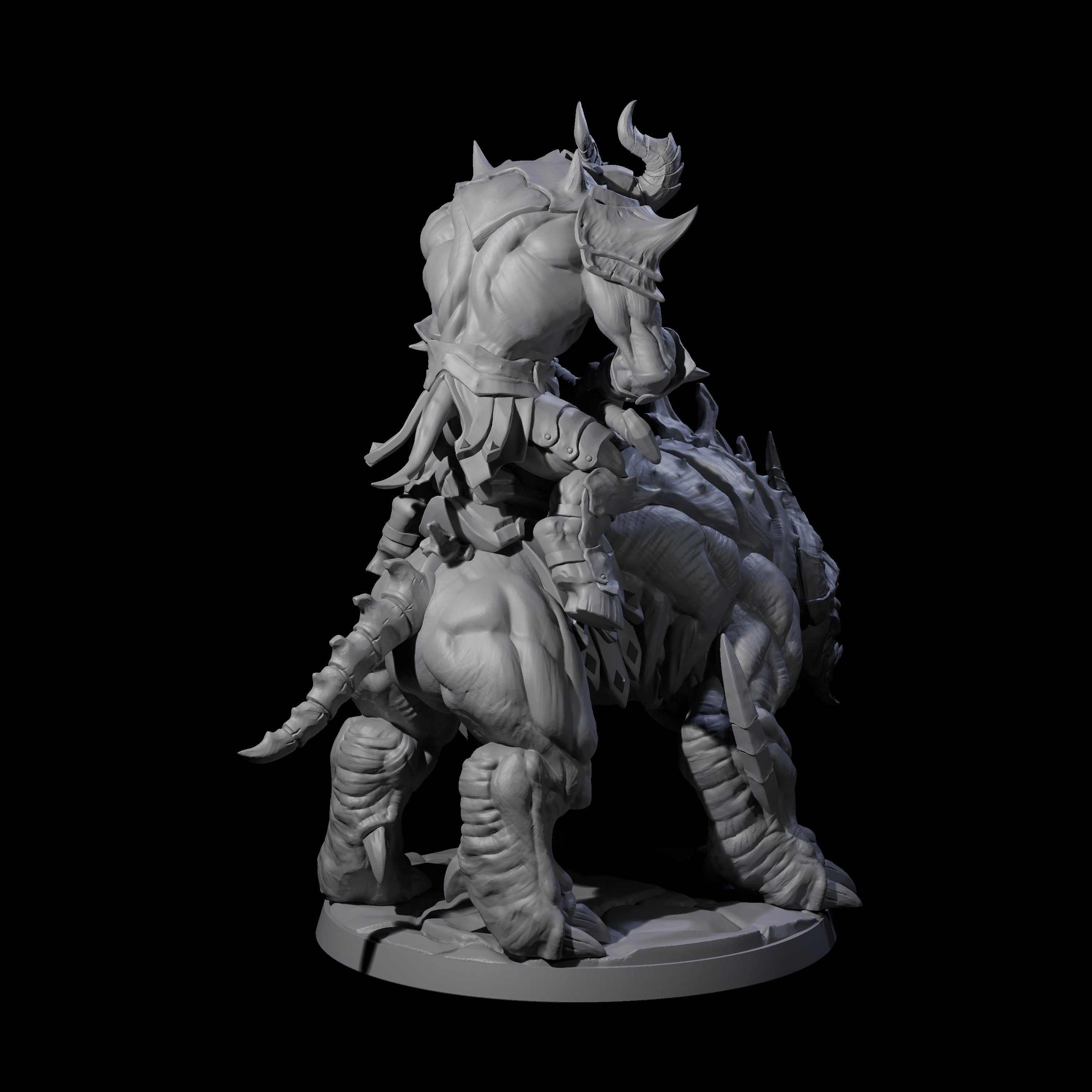 Demonic Ravager riding Hellhound D Miniature for Dungeons and Dragons, Pathfinder or other TTRPGs