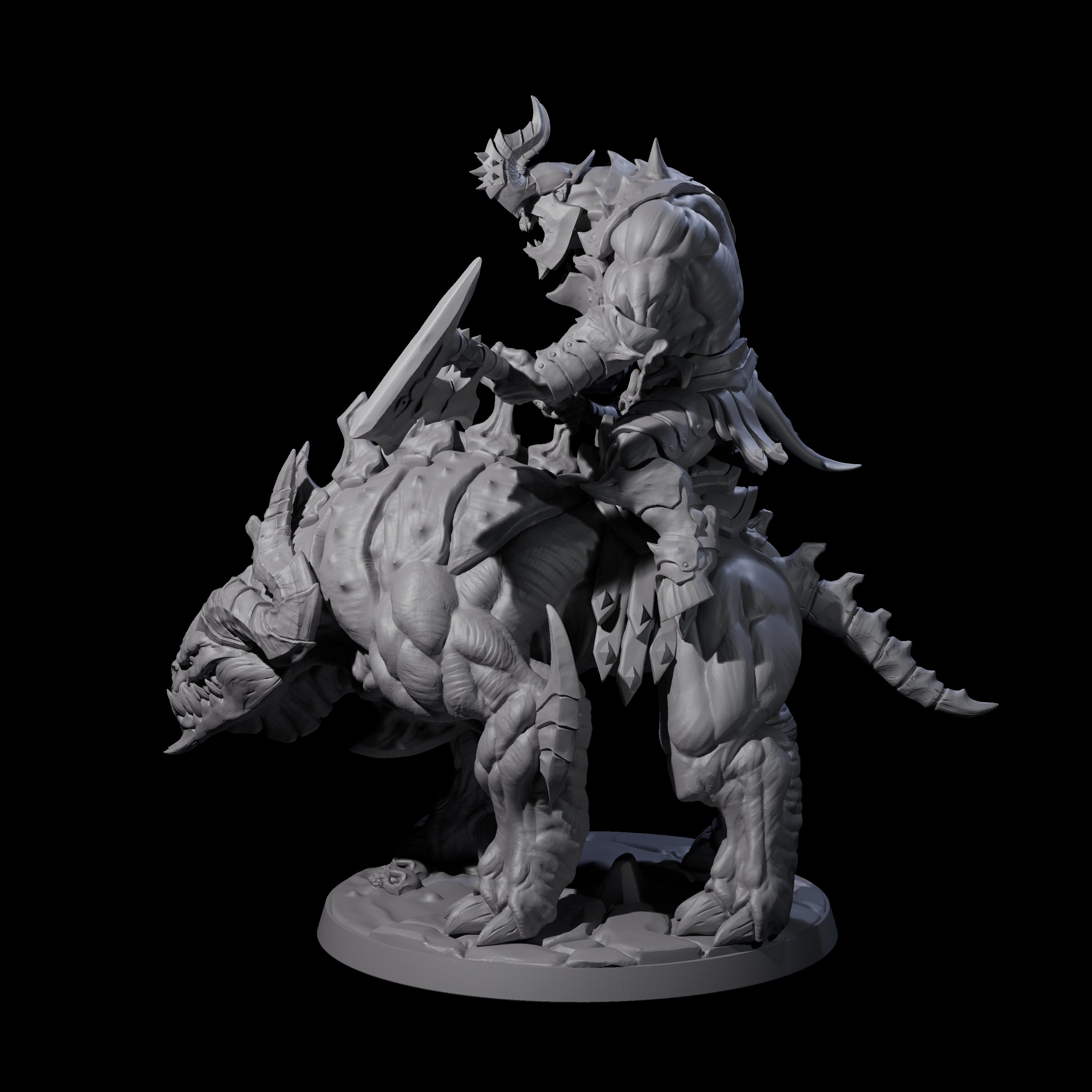 Demonic Ravager riding Hellhound D Miniature for Dungeons and Dragons, Pathfinder or other TTRPGs