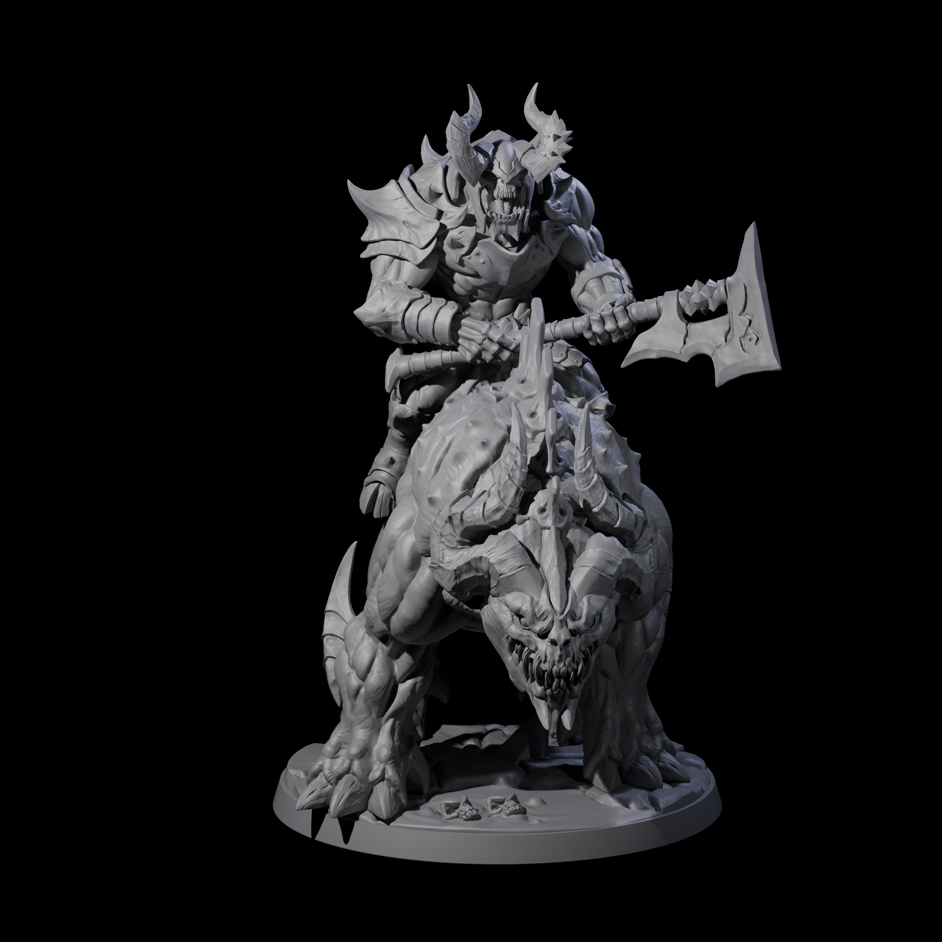 Demonic Ravager riding Hellhound D Miniature for Dungeons and Dragons, Pathfinder or other TTRPGs