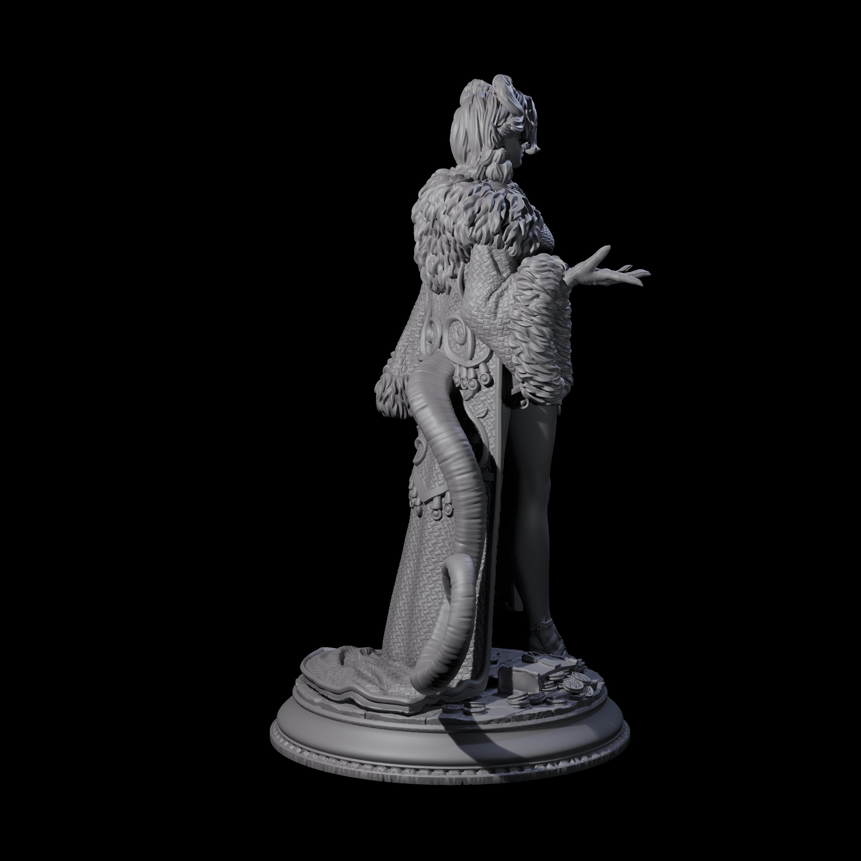 Demure Tiefling Aristocrat Miniature for Dungeons and Dragons, Pathfinder or other TTRPGs