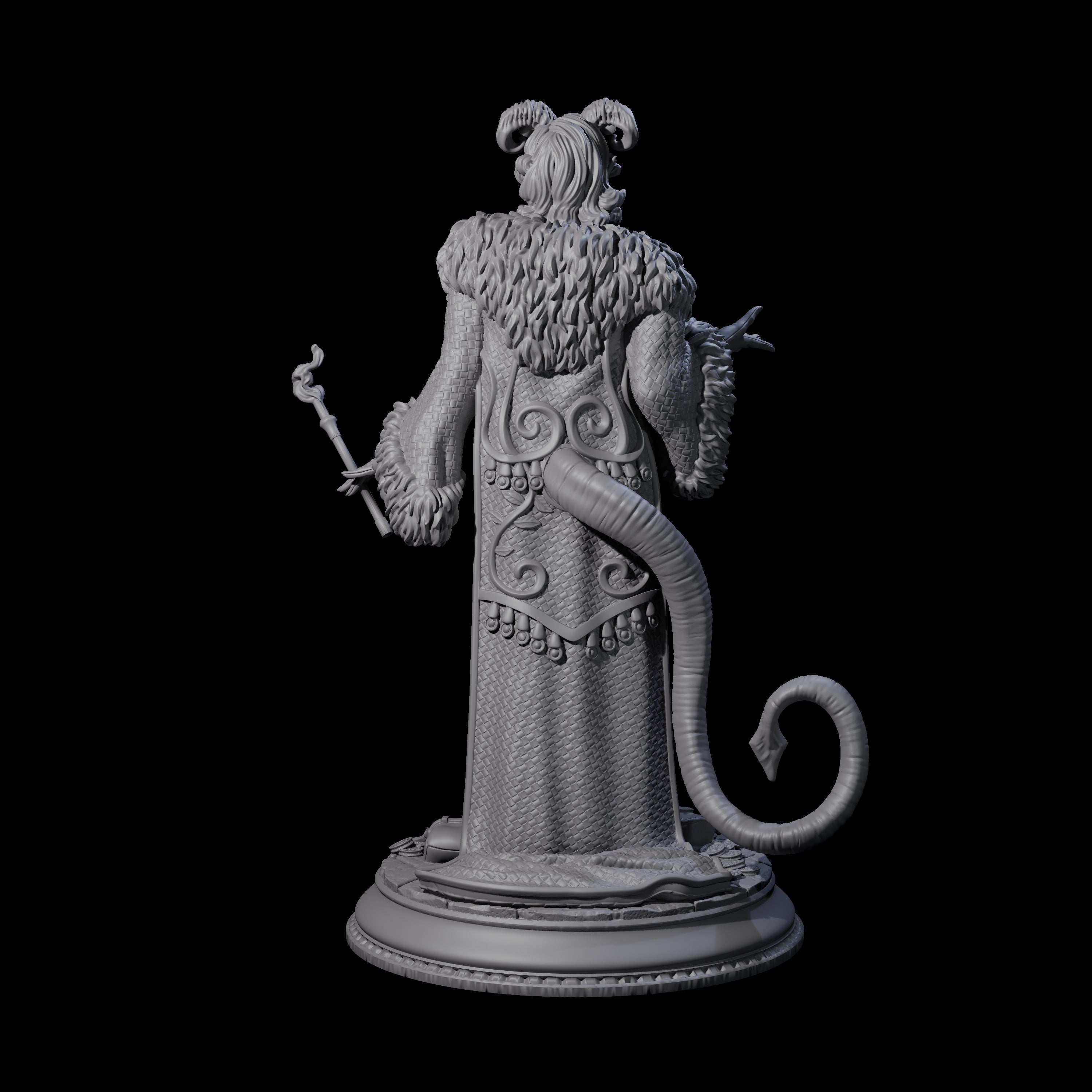 Demure Tiefling Aristocrat Miniature for Dungeons and Dragons, Pathfinder or other TTRPGs