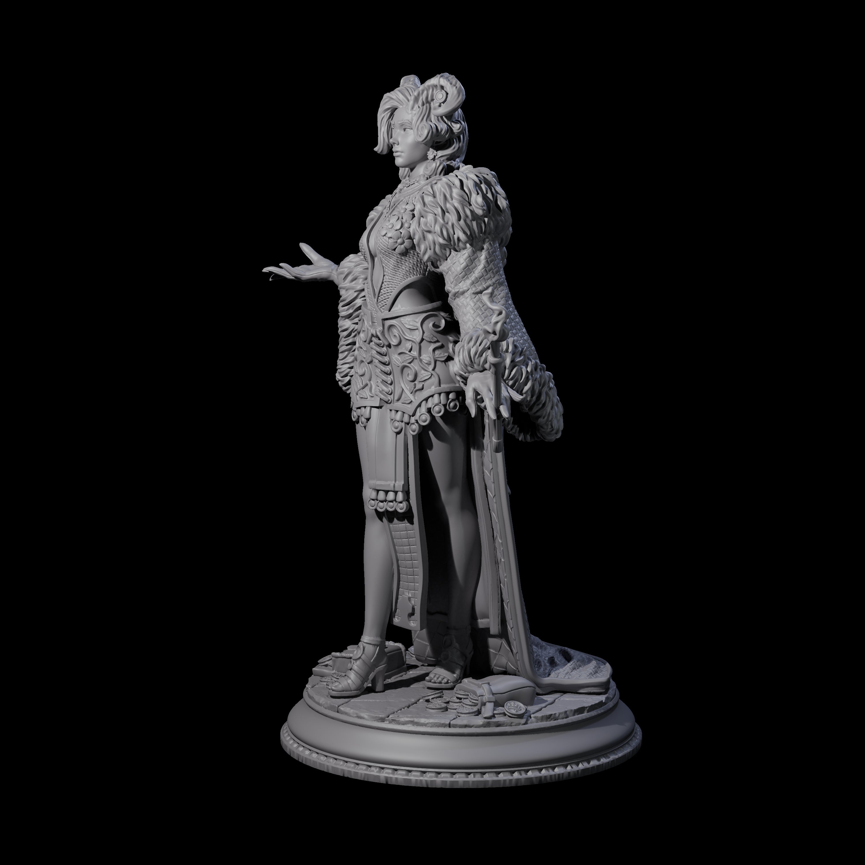 Demure Tiefling Aristocrat Miniature for Dungeons and Dragons, Pathfinder or other TTRPGs