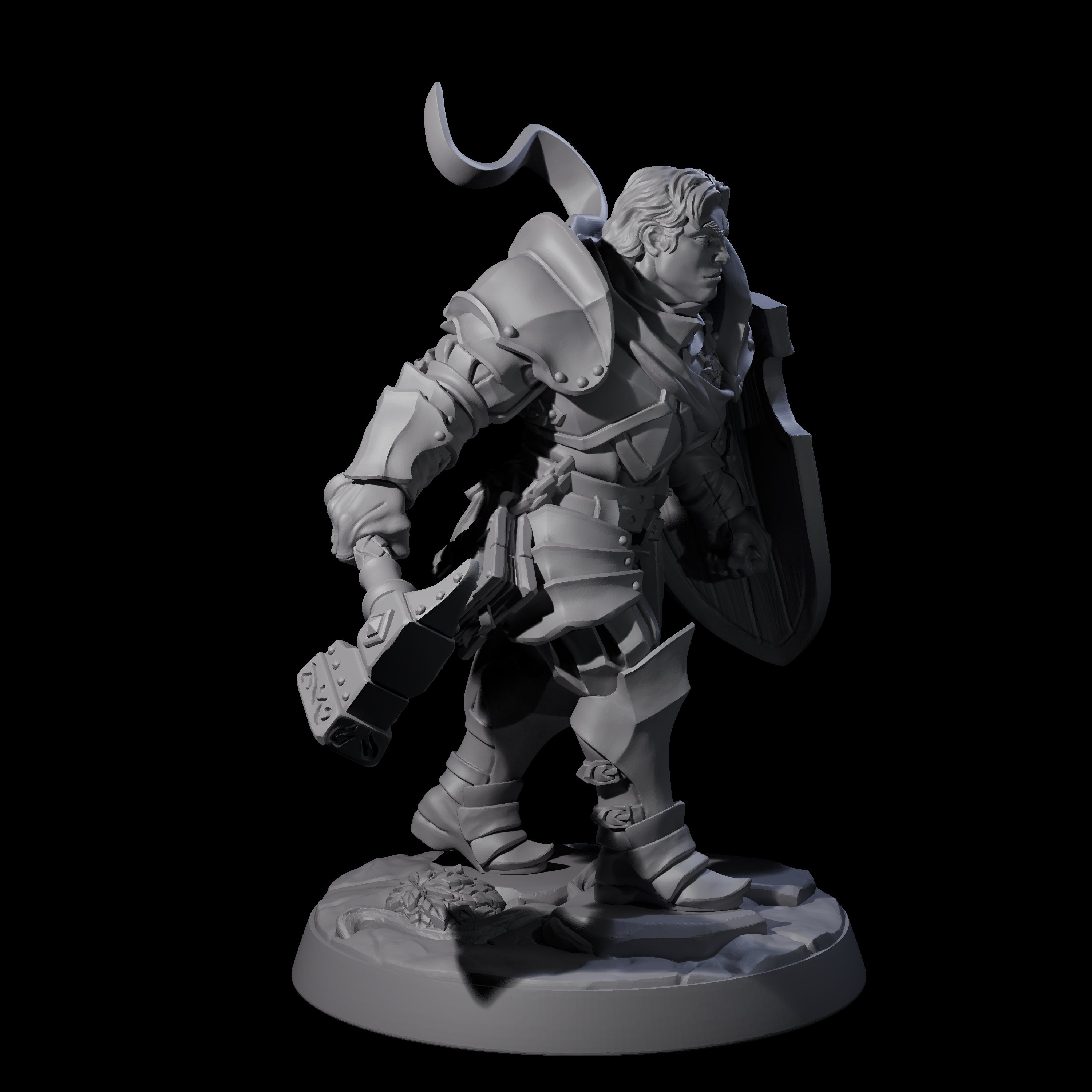 Determined Frowning Paladin Miniature for Dungeons and Dragons, Pathfinder or other TTRPGs