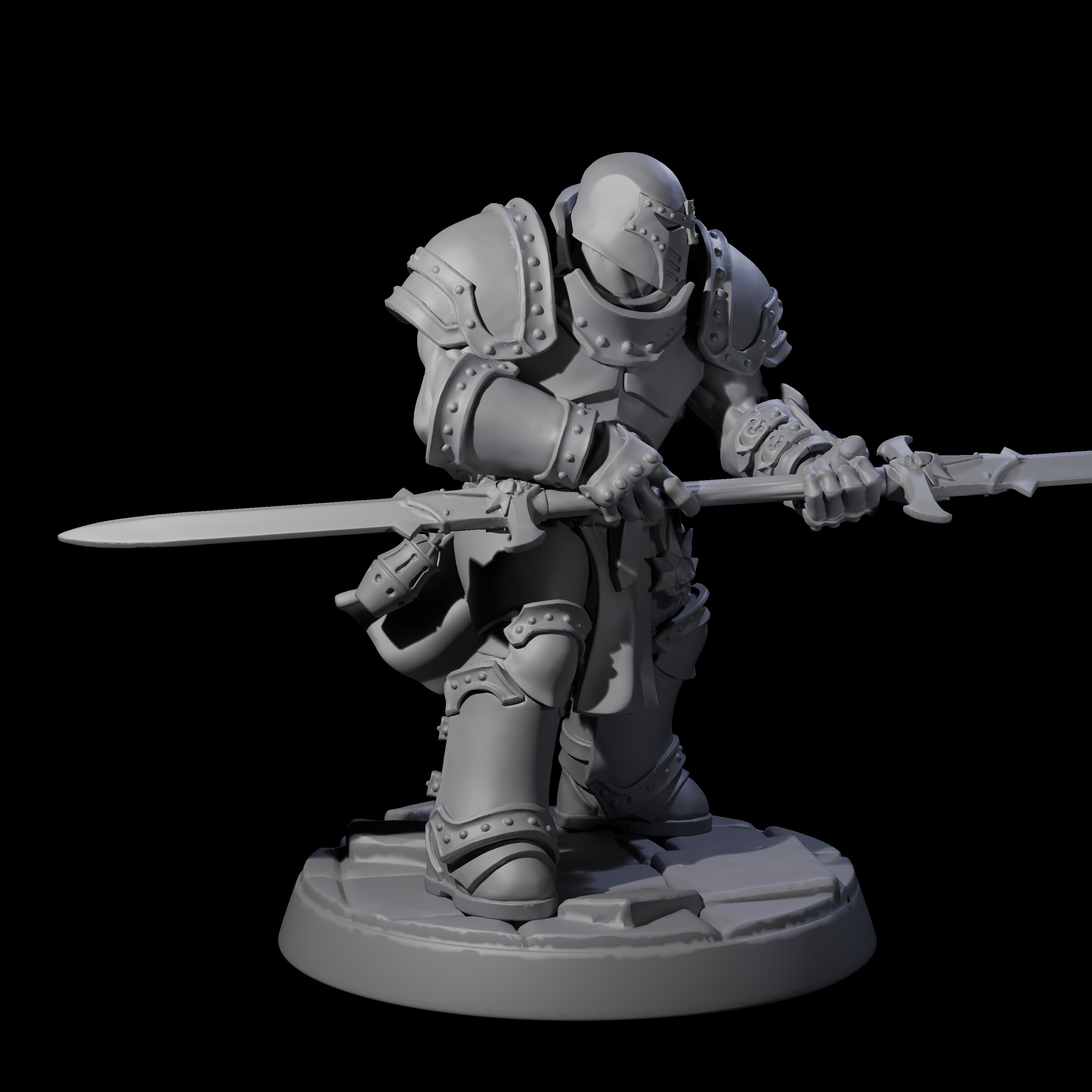 Determined Paladin Warrior B Miniature for Dungeons and Dragons, Pathfinder or other TTRPGs