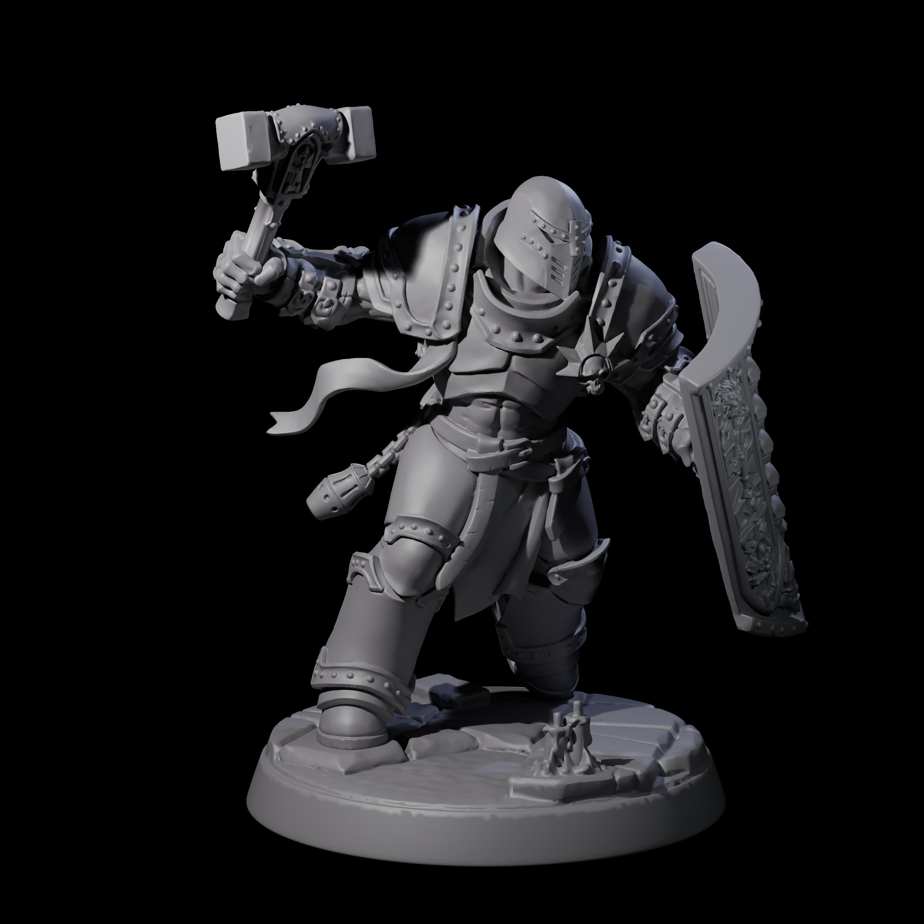 Determined Paladin Warrior C Miniature for Dungeons and Dragons, Pathfinder or other TTRPGs