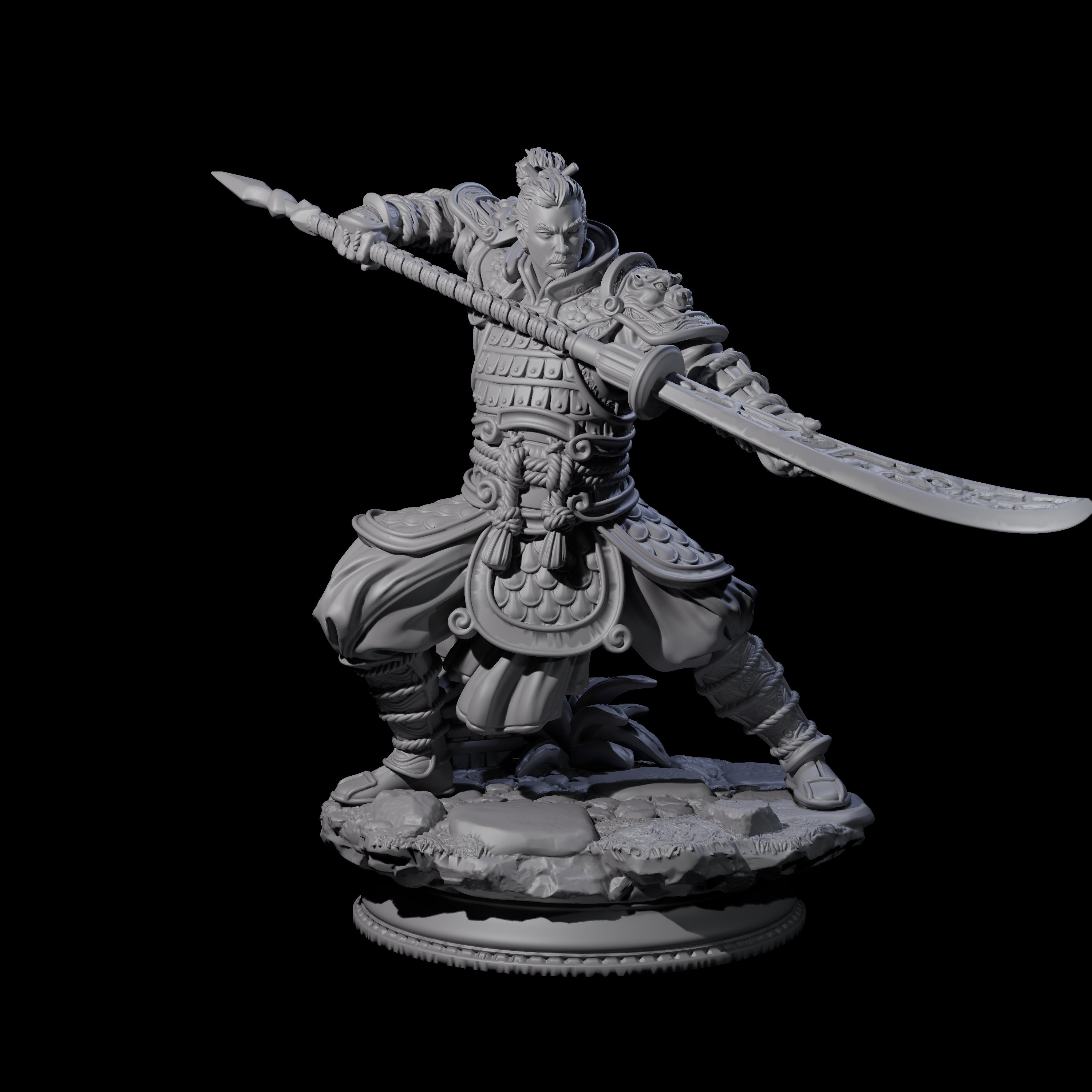 Determined Samuari Miniature for Dungeons and Dragons, Pathfinder or other TTRPGs