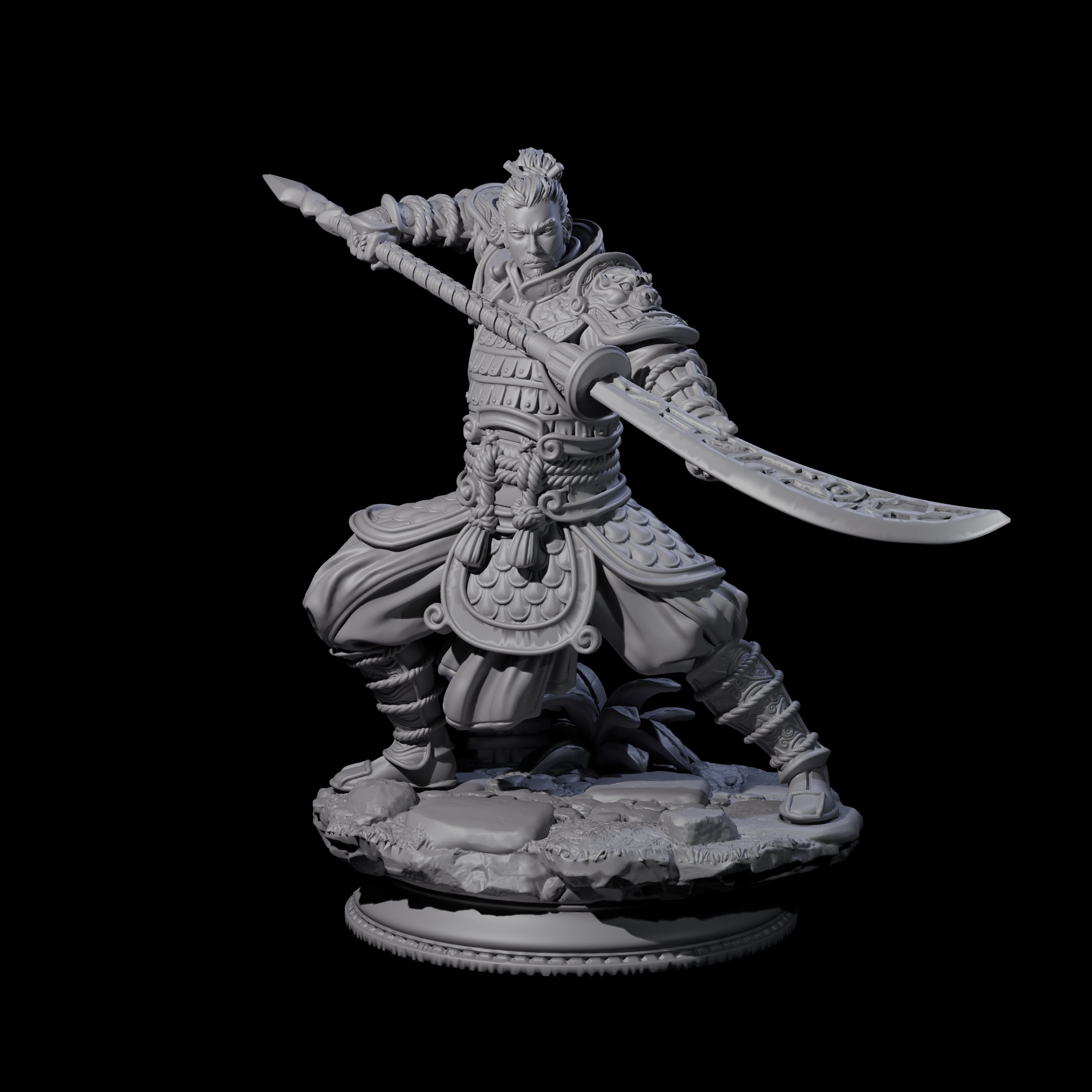 Determined Samuari Miniature for Dungeons and Dragons, Pathfinder or other TTRPGs
