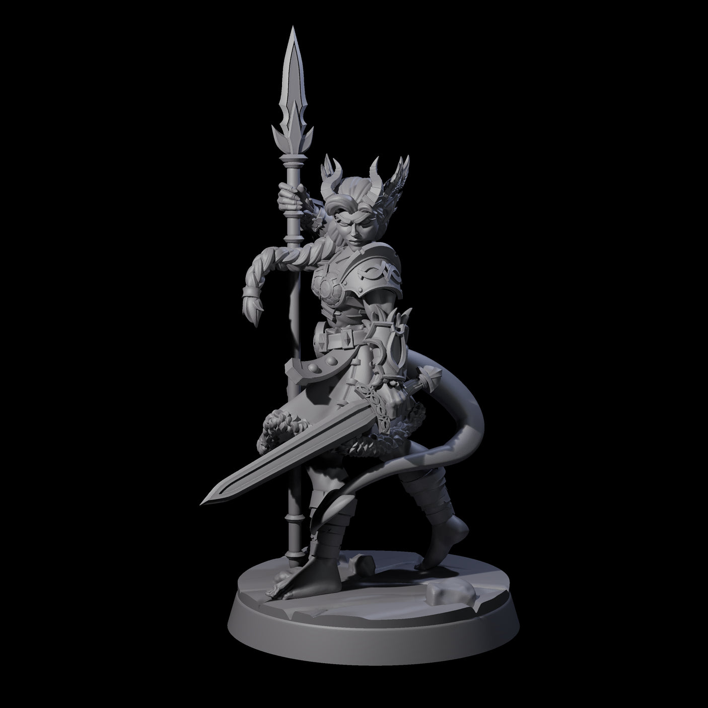 Divine Tiefling Valkyrie Miniature for Dungeons and Dragons, Pathfinder or other TTRPGs