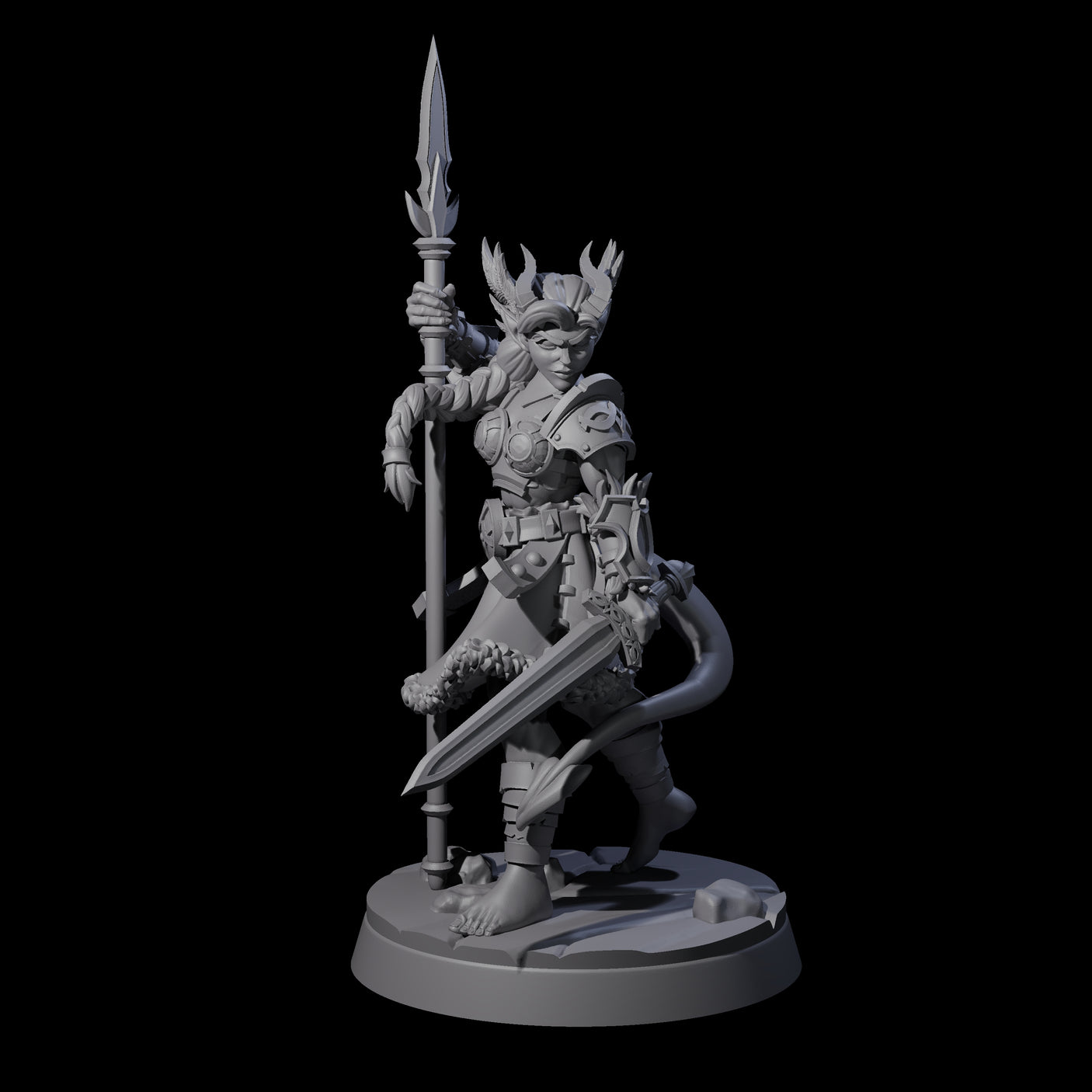 Divine Tiefling Valkyrie Miniature for Dungeons and Dragons, Pathfinder or other TTRPGs