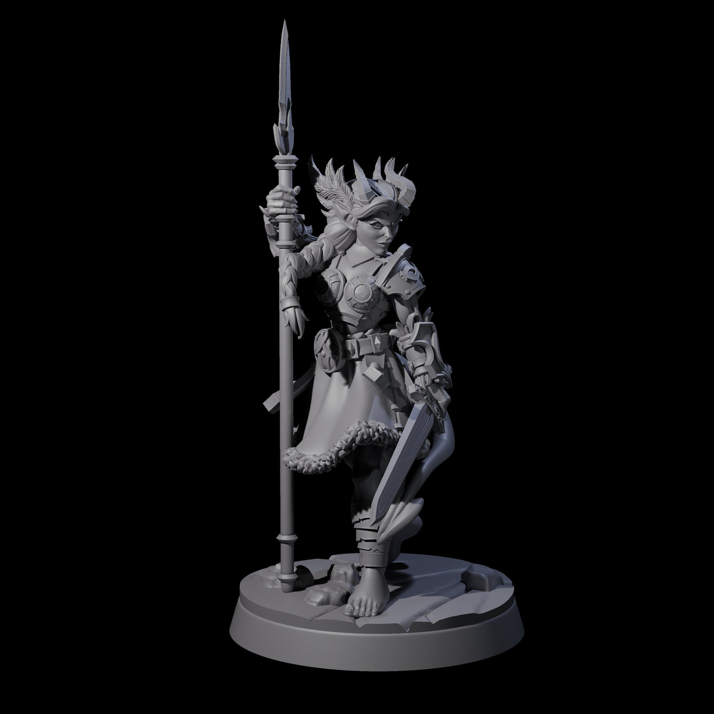 Divine Tiefling Valkyrie Miniature for Dungeons and Dragons, Pathfinder or other TTRPGs