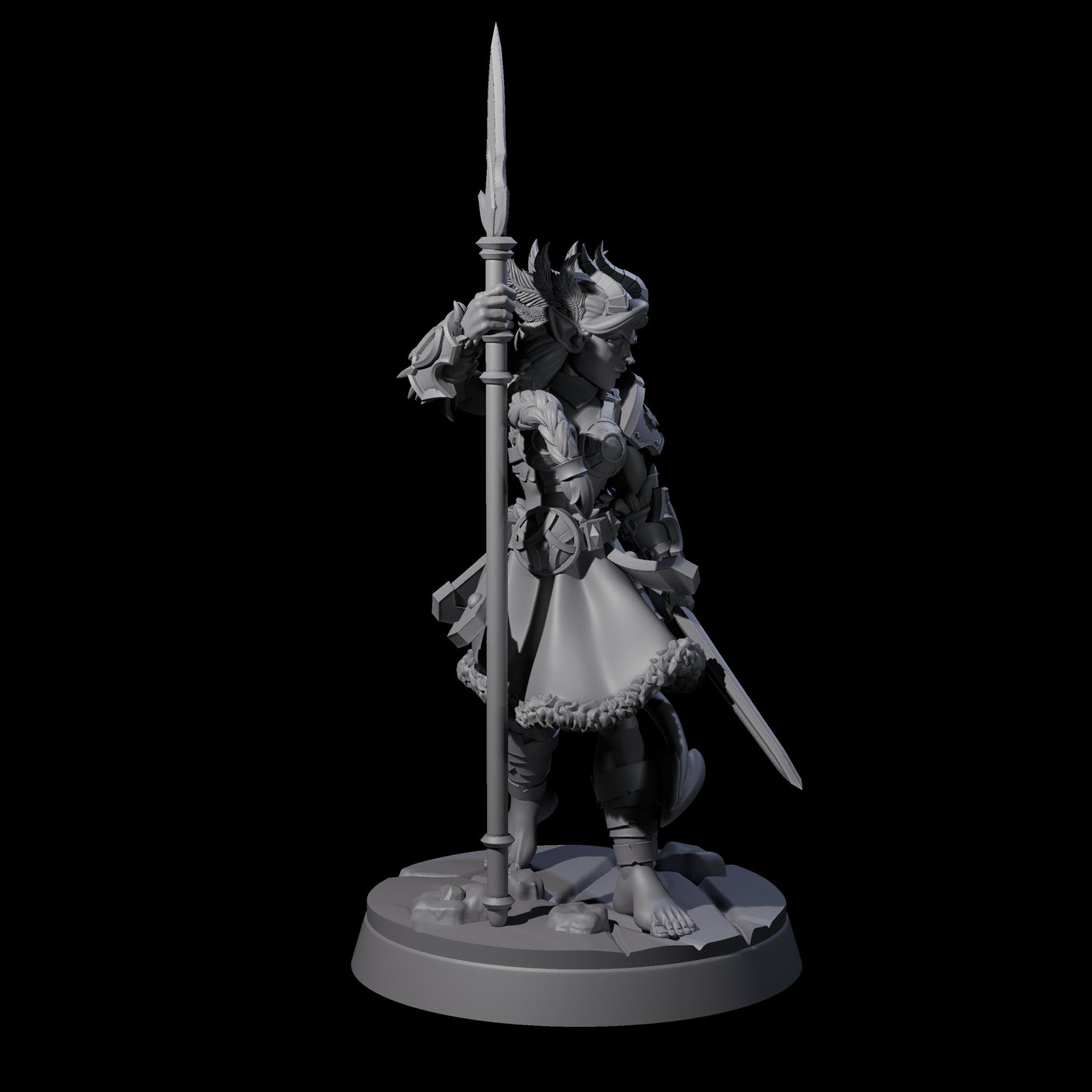 Divine Tiefling Valkyrie Miniature for Dungeons and Dragons, Pathfinder or other TTRPGs