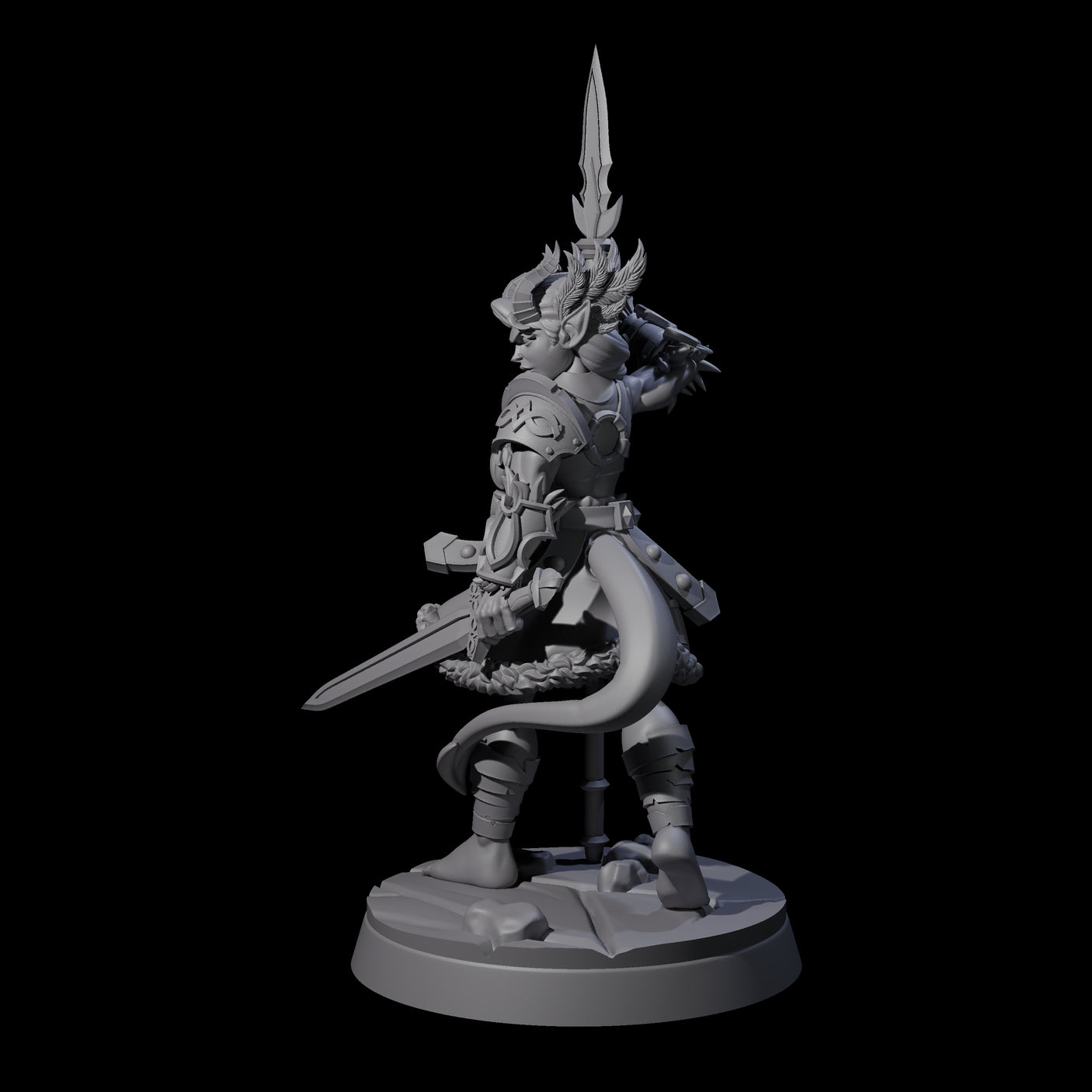 Divine Tiefling Valkyrie Miniature for Dungeons and Dragons, Pathfinder or other TTRPGs