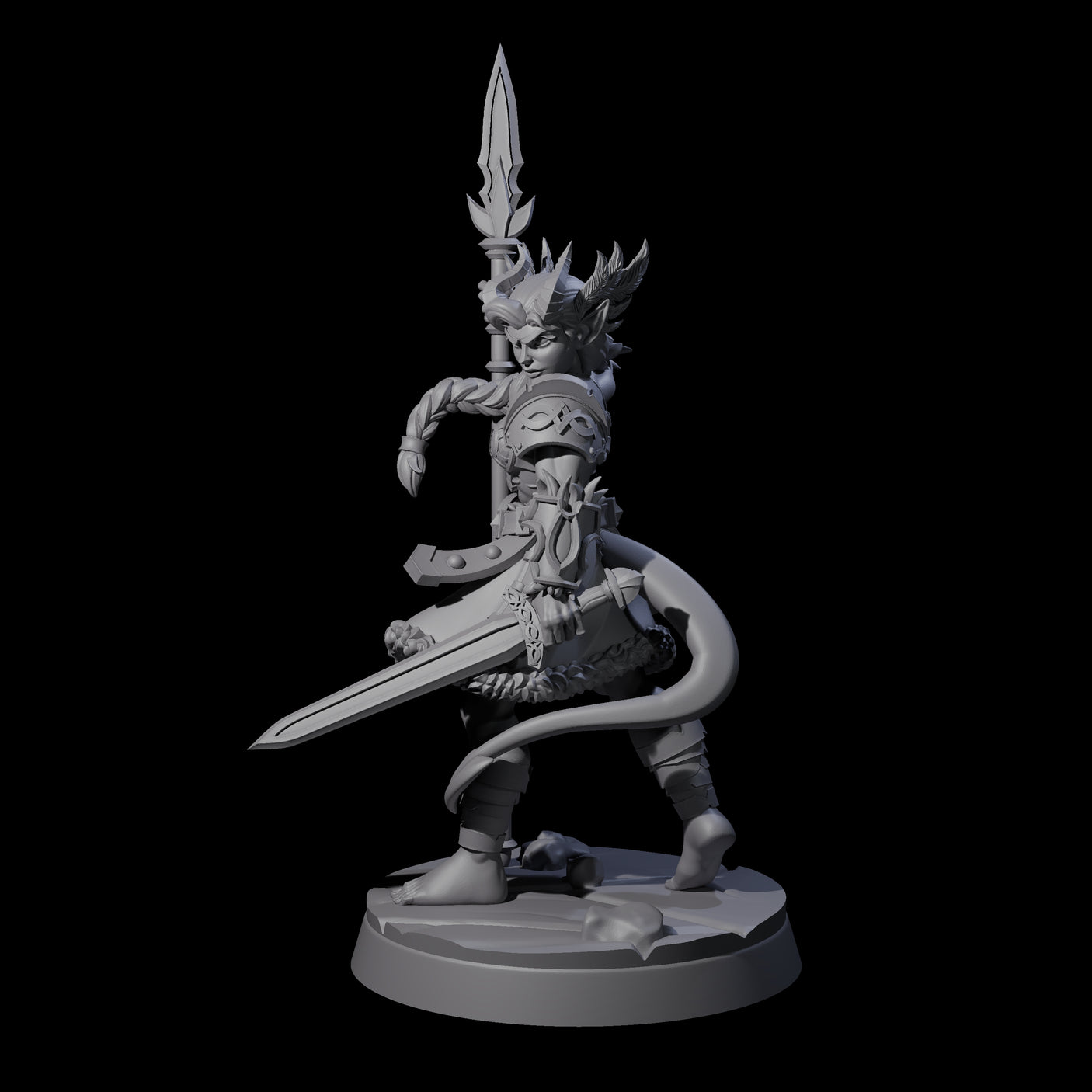 Divine Tiefling Valkyrie Miniature for Dungeons and Dragons, Pathfinder or other TTRPGs