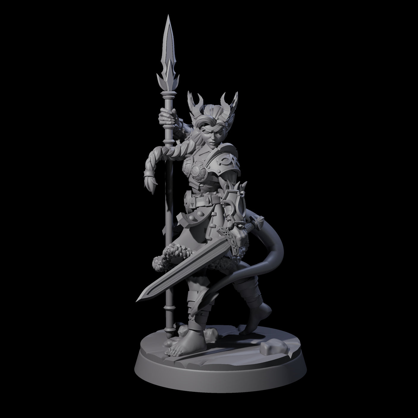 Divine Tiefling Valkyrie Miniature for Dungeons and Dragons, Pathfinder or other TTRPGs