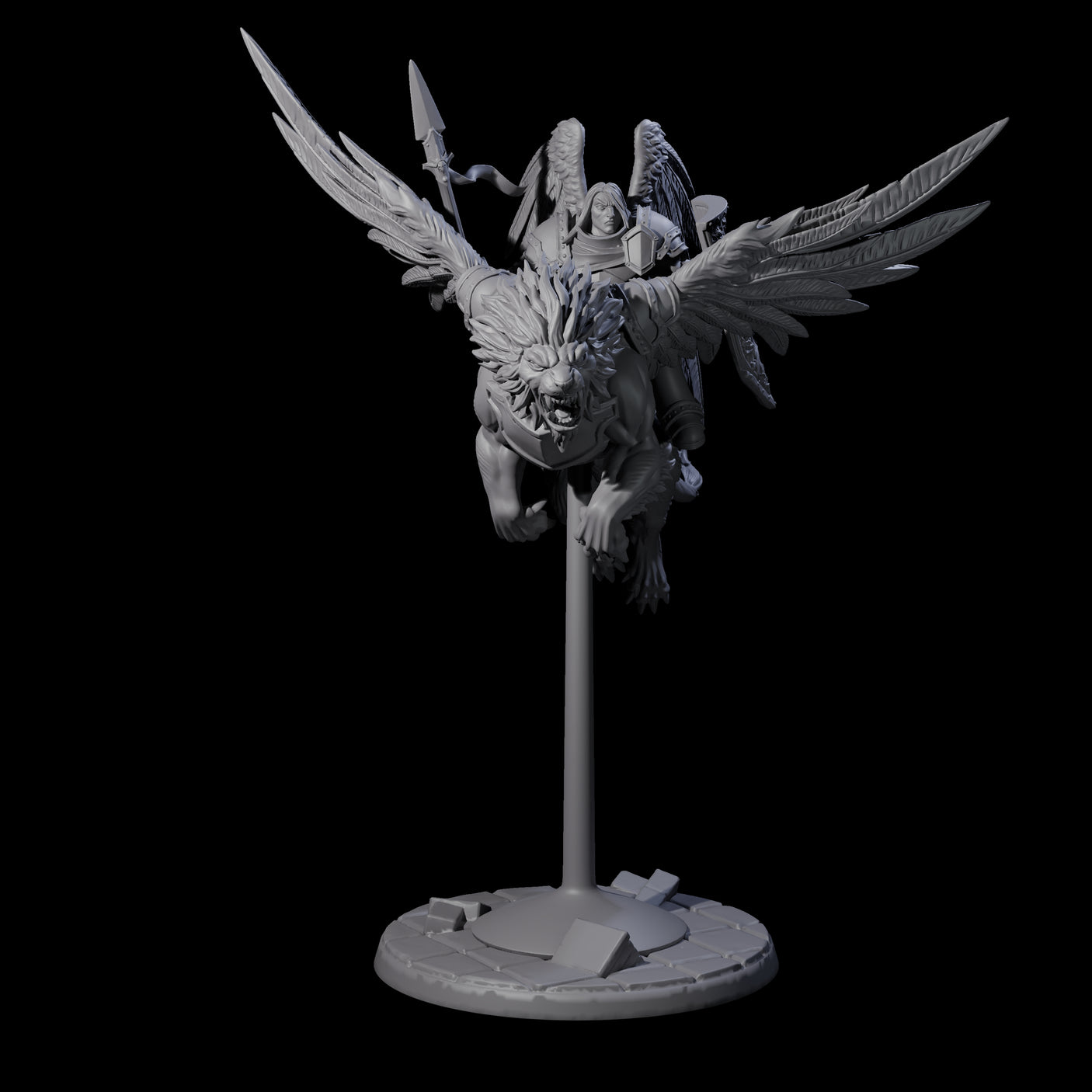 Diving Celestral Cavalry A Miniature for Dungeons and Dragons, Pathfinder or other TTRPGs