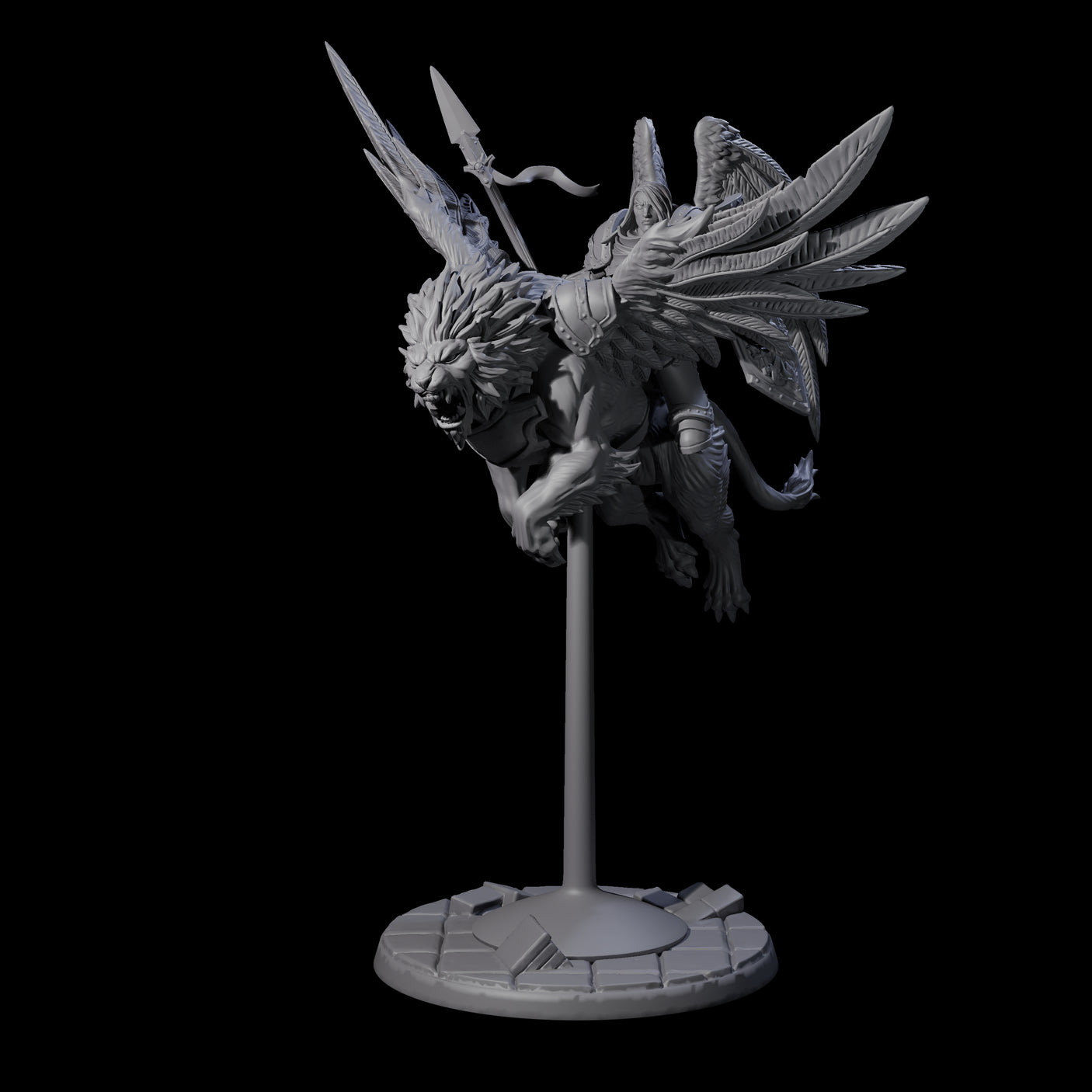 Diving Celestral Cavalry A Miniature for Dungeons and Dragons, Pathfinder or other TTRPGs