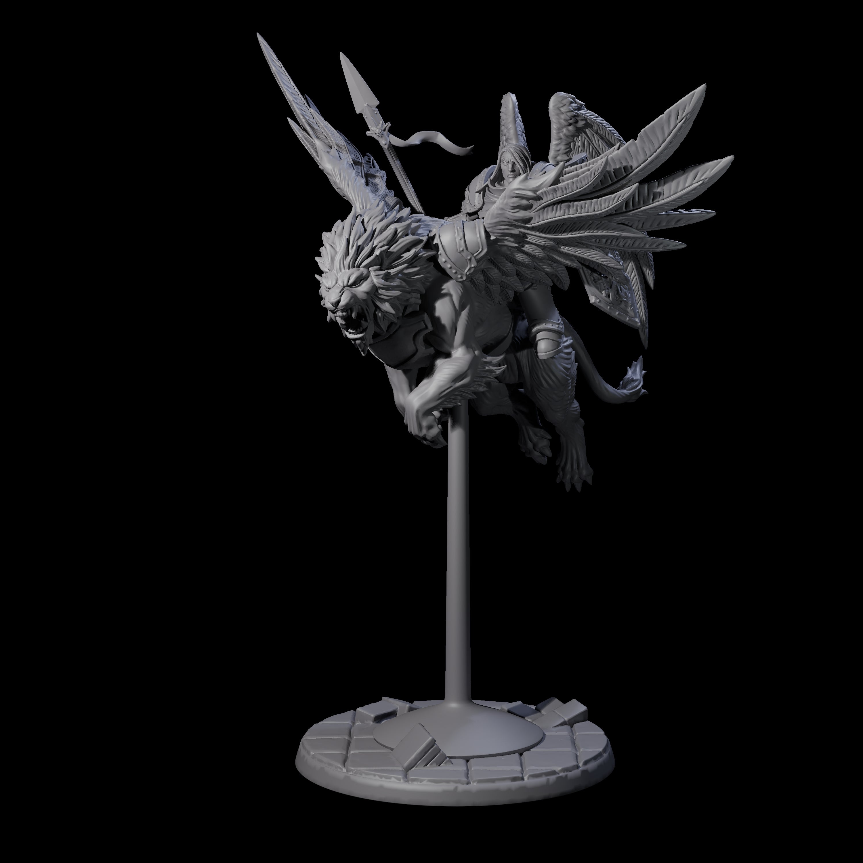 Diving Celestral Cavalry A Miniature for Dungeons and Dragons, Pathfinder or other TTRPGs