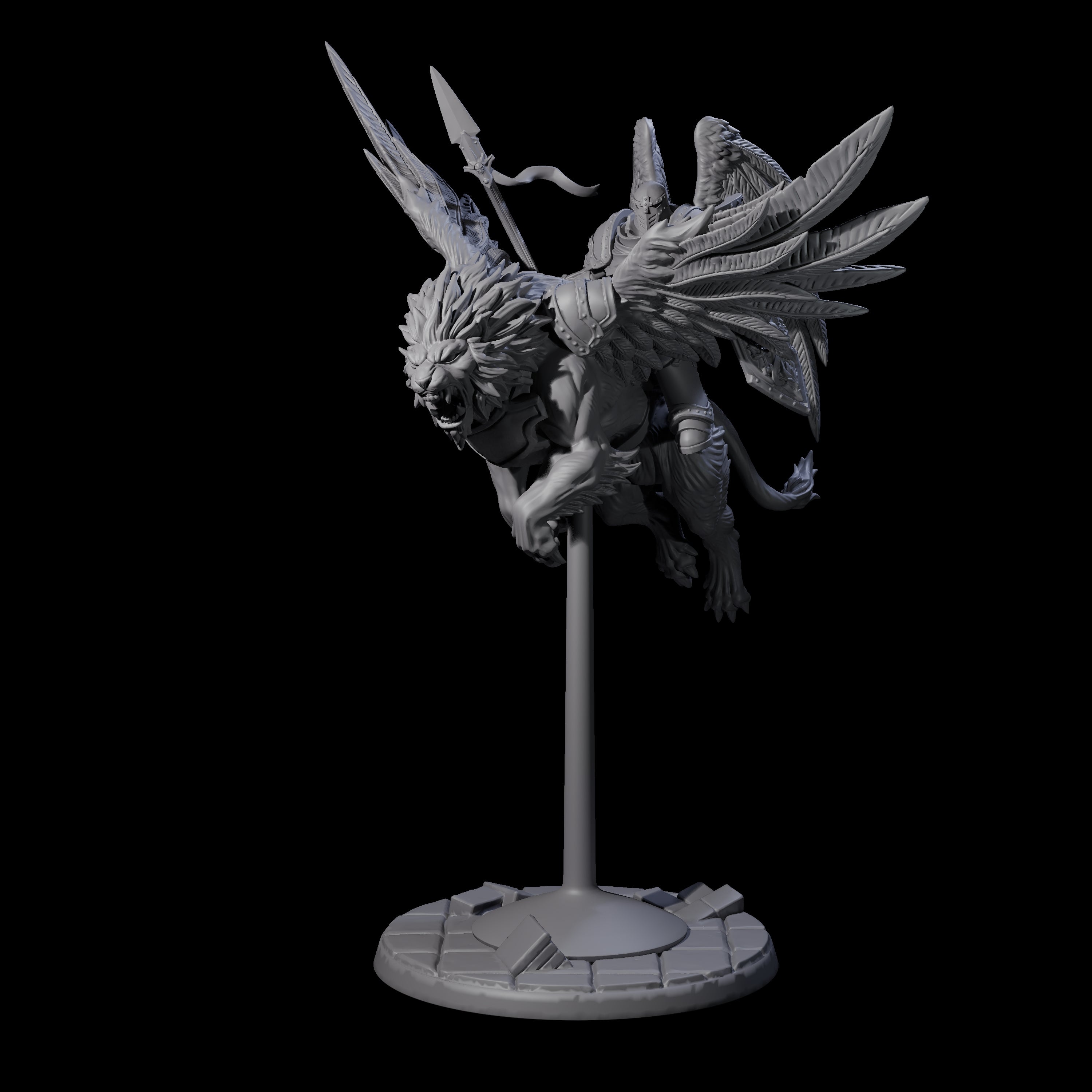 Diving Celestral Cavalry A Miniature for Dungeons and Dragons, Pathfinder or other TTRPGs