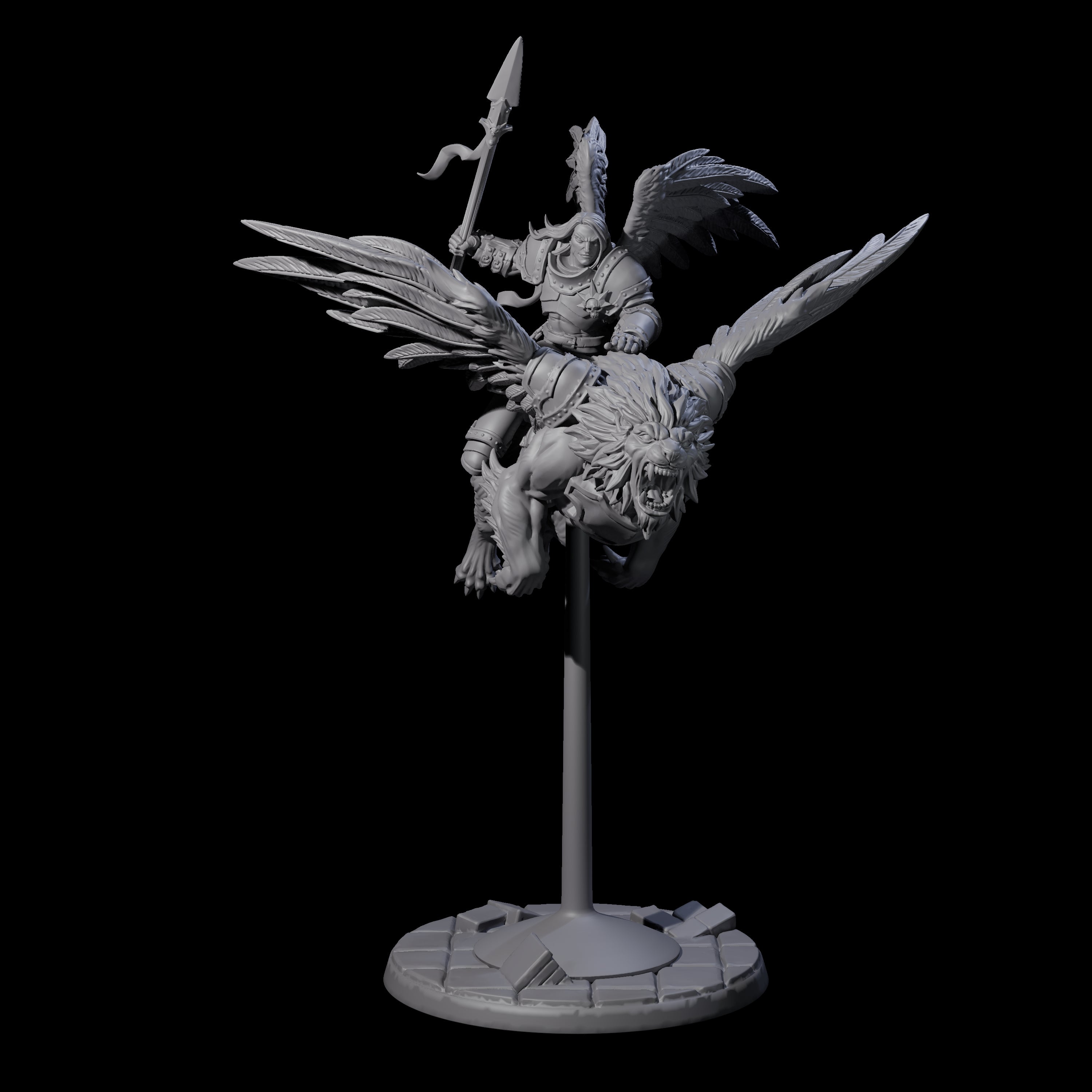 Diving Celestral Cavalry B Miniature for Dungeons and Dragons, Pathfinder or other TTRPGs
