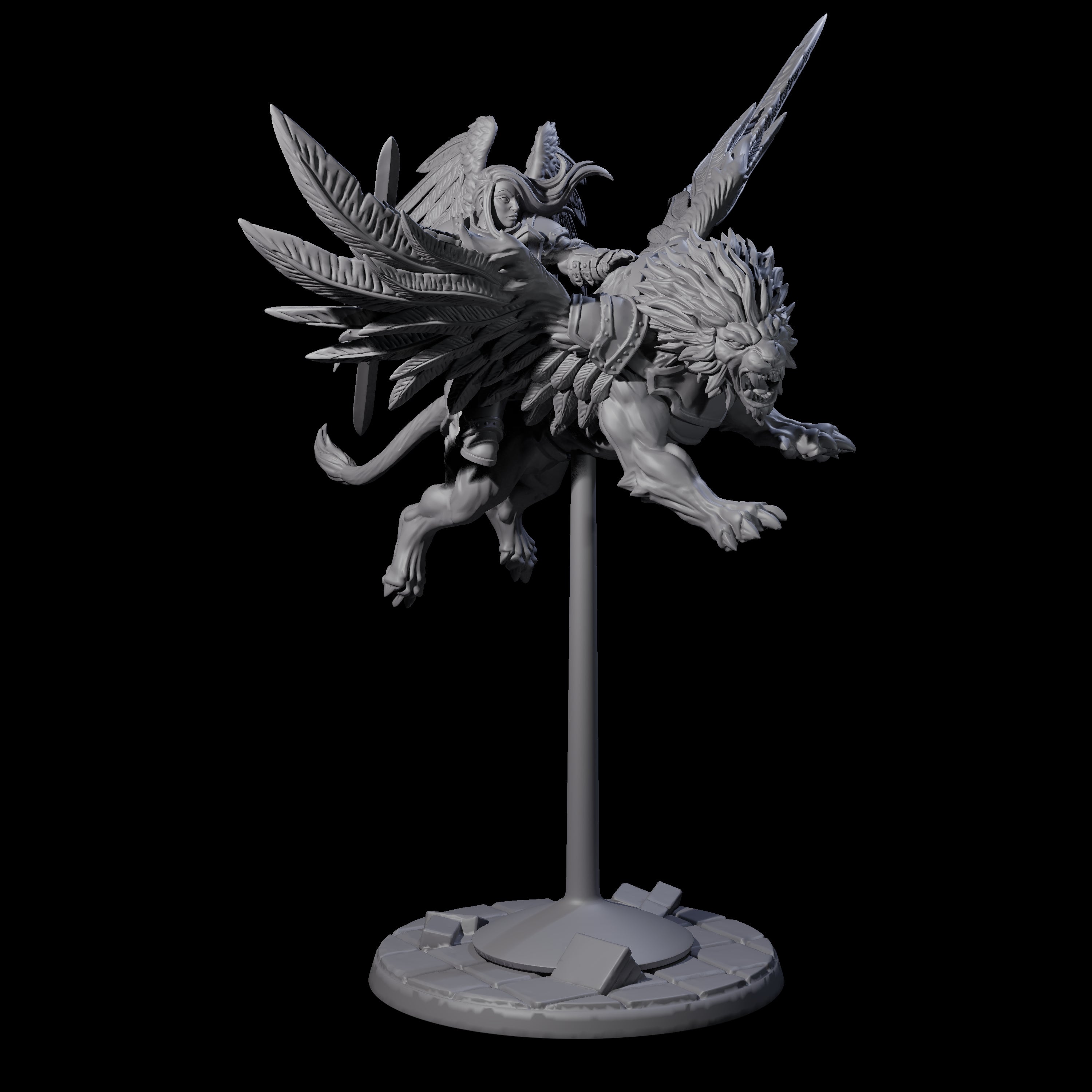 Diving Celestral Cavalry C Miniature for Dungeons and Dragons, Pathfinder or other TTRPGs
