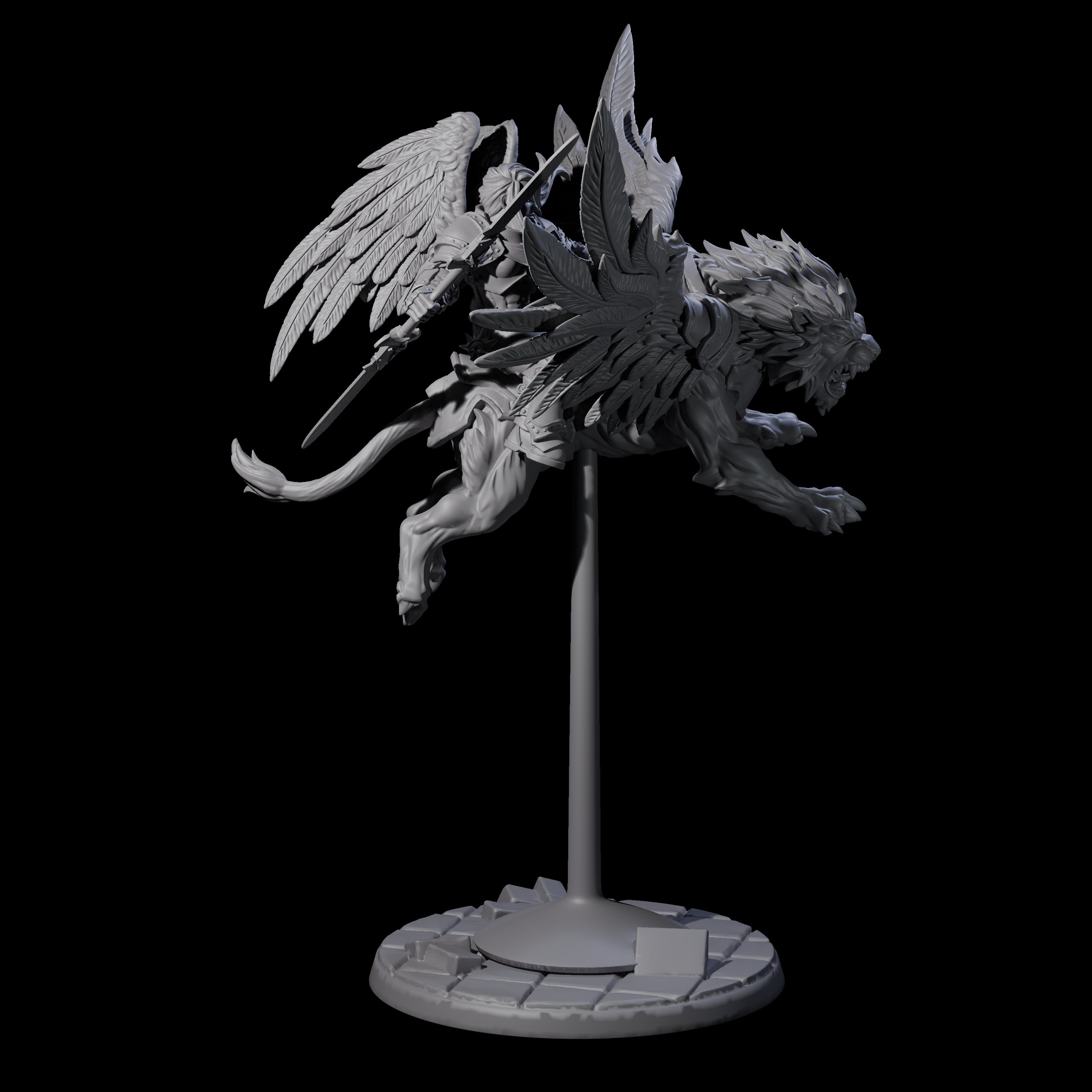 Diving Celestral Cavalry C Miniature for Dungeons and Dragons, Pathfinder or other TTRPGs