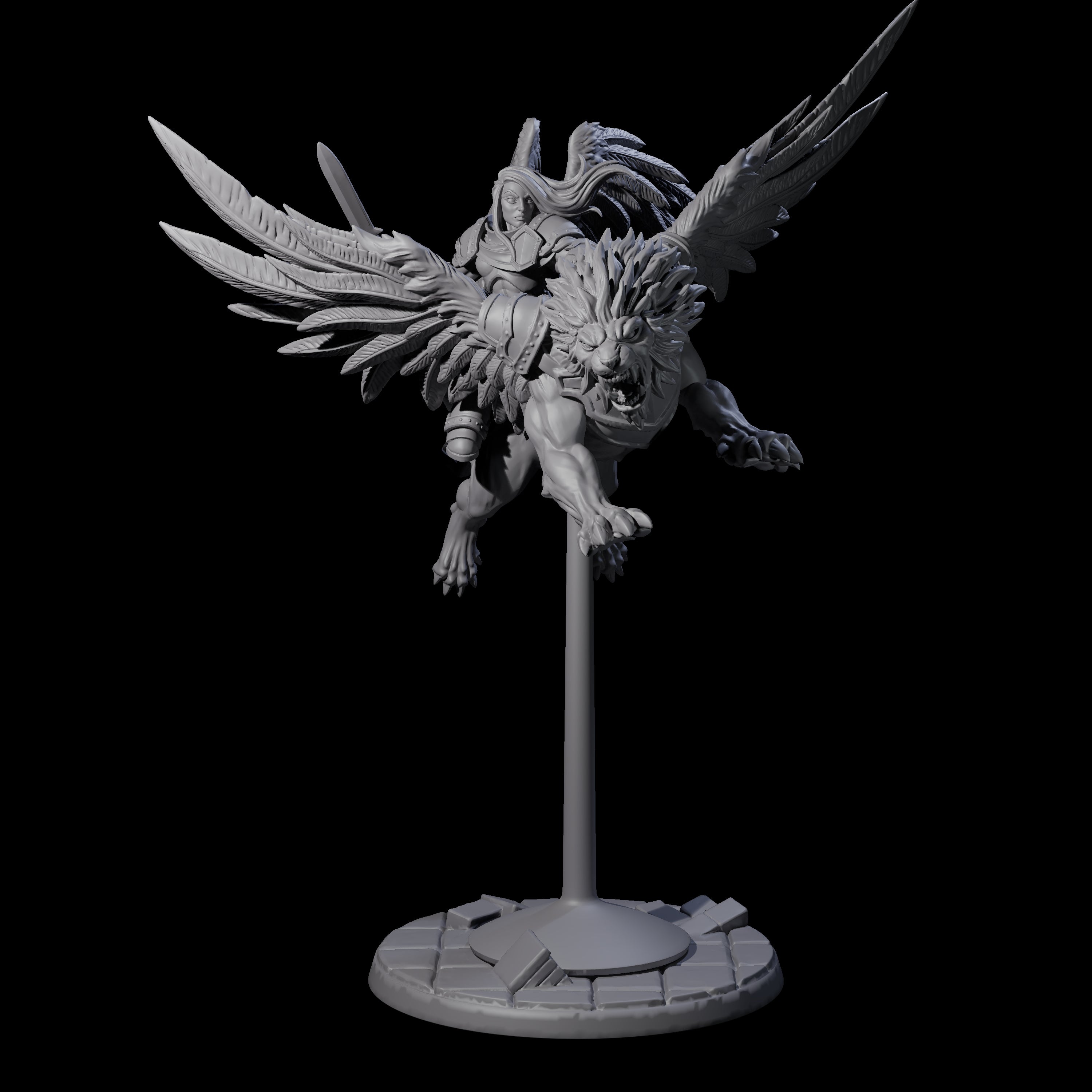 Diving Celestral Cavalry C Miniature for Dungeons and Dragons, Pathfinder or other TTRPGs