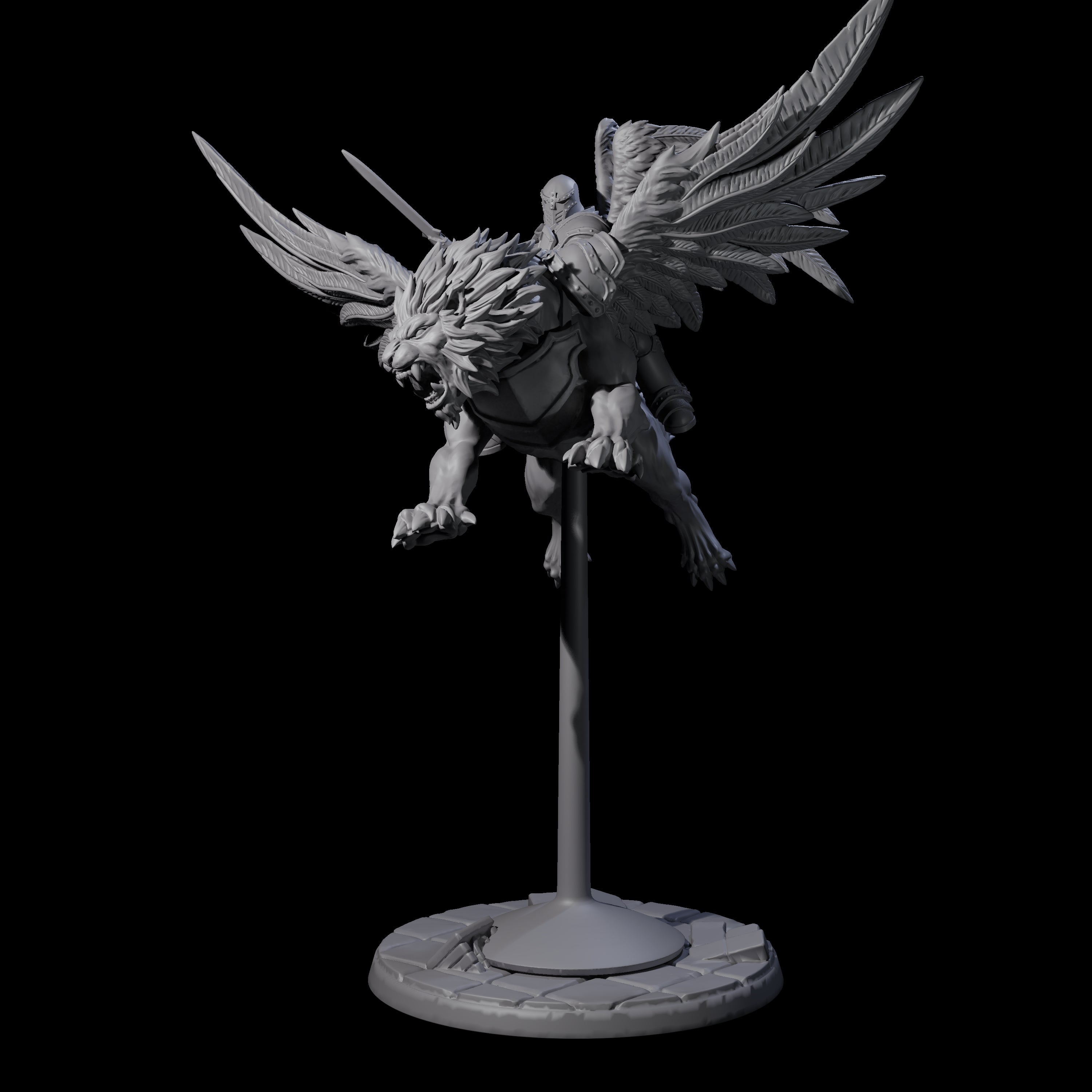 Diving Celestral Cavalry C Miniature for Dungeons and Dragons, Pathfinder or other TTRPGs