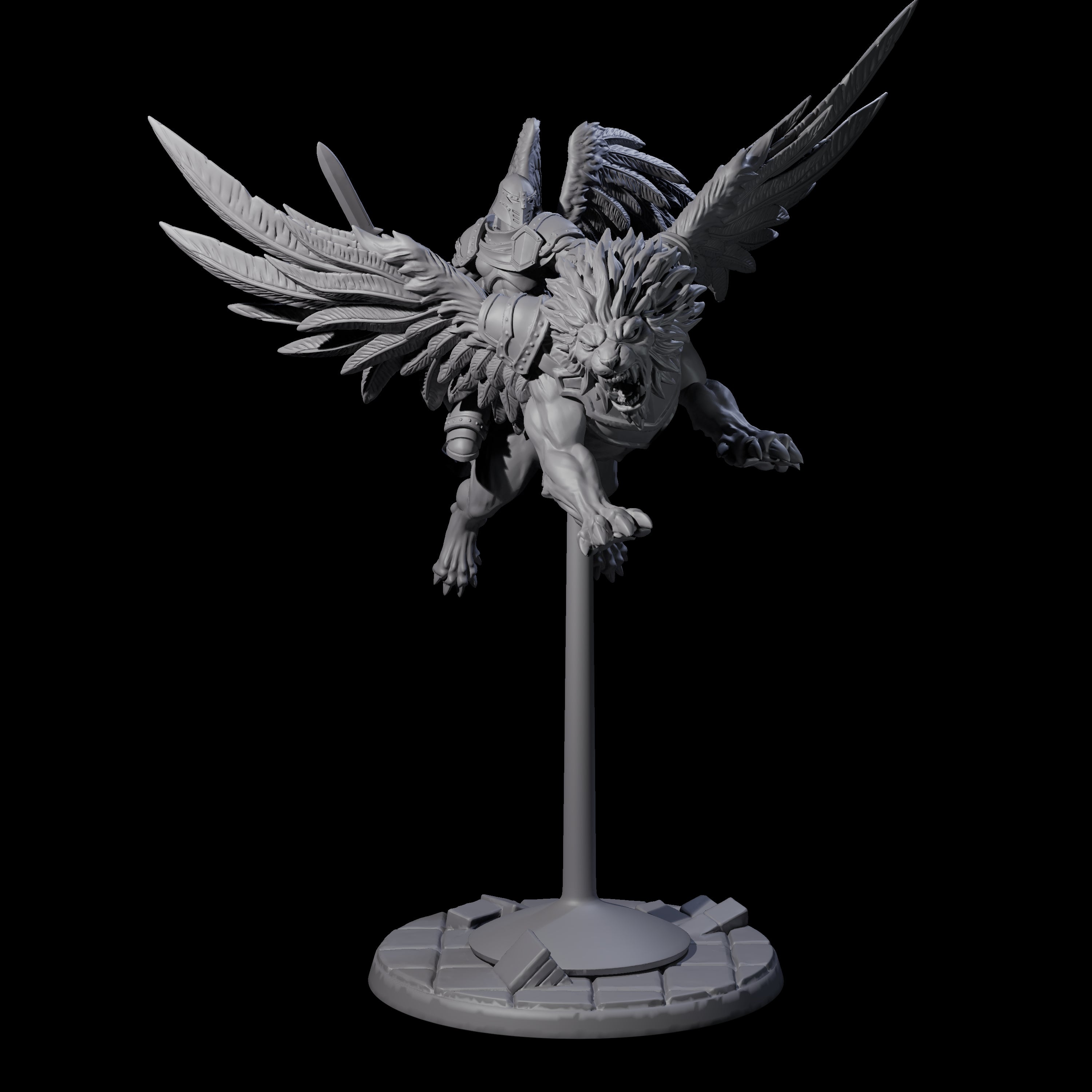 Diving Celestral Cavalry C Miniature for Dungeons and Dragons, Pathfinder or other TTRPGs