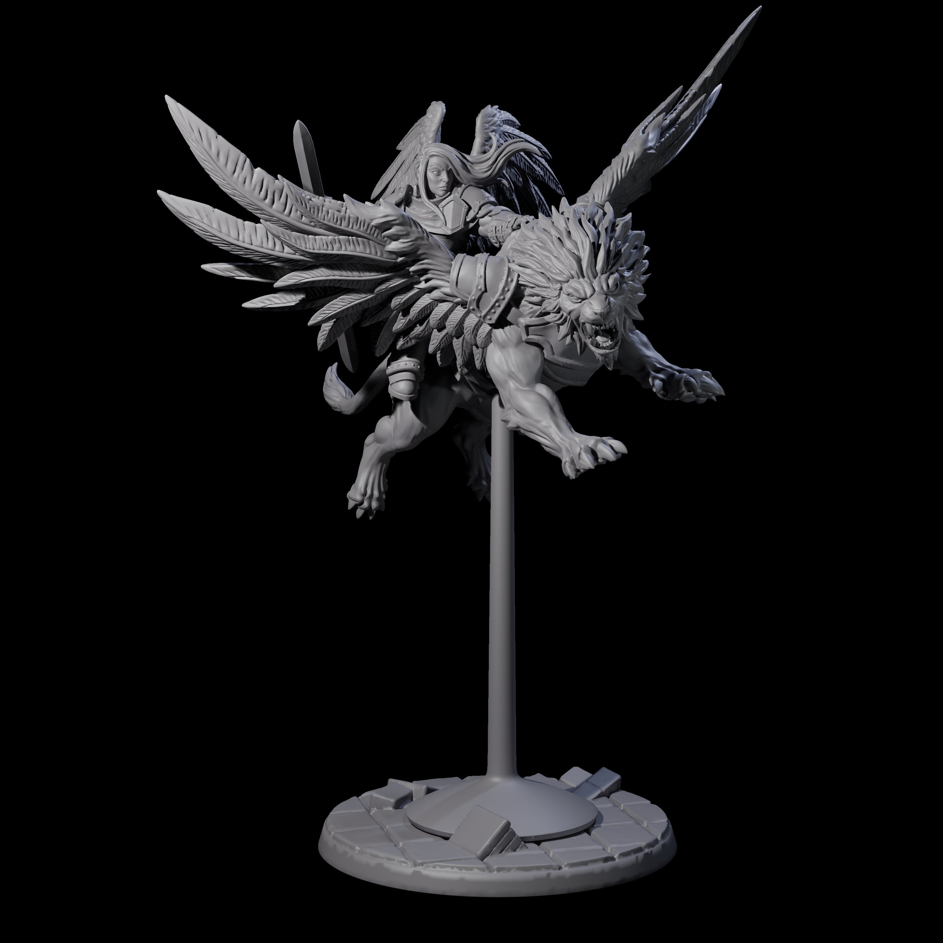 Diving Celestral Cavalry C Miniature for Dungeons and Dragons, Pathfinder or other TTRPGs