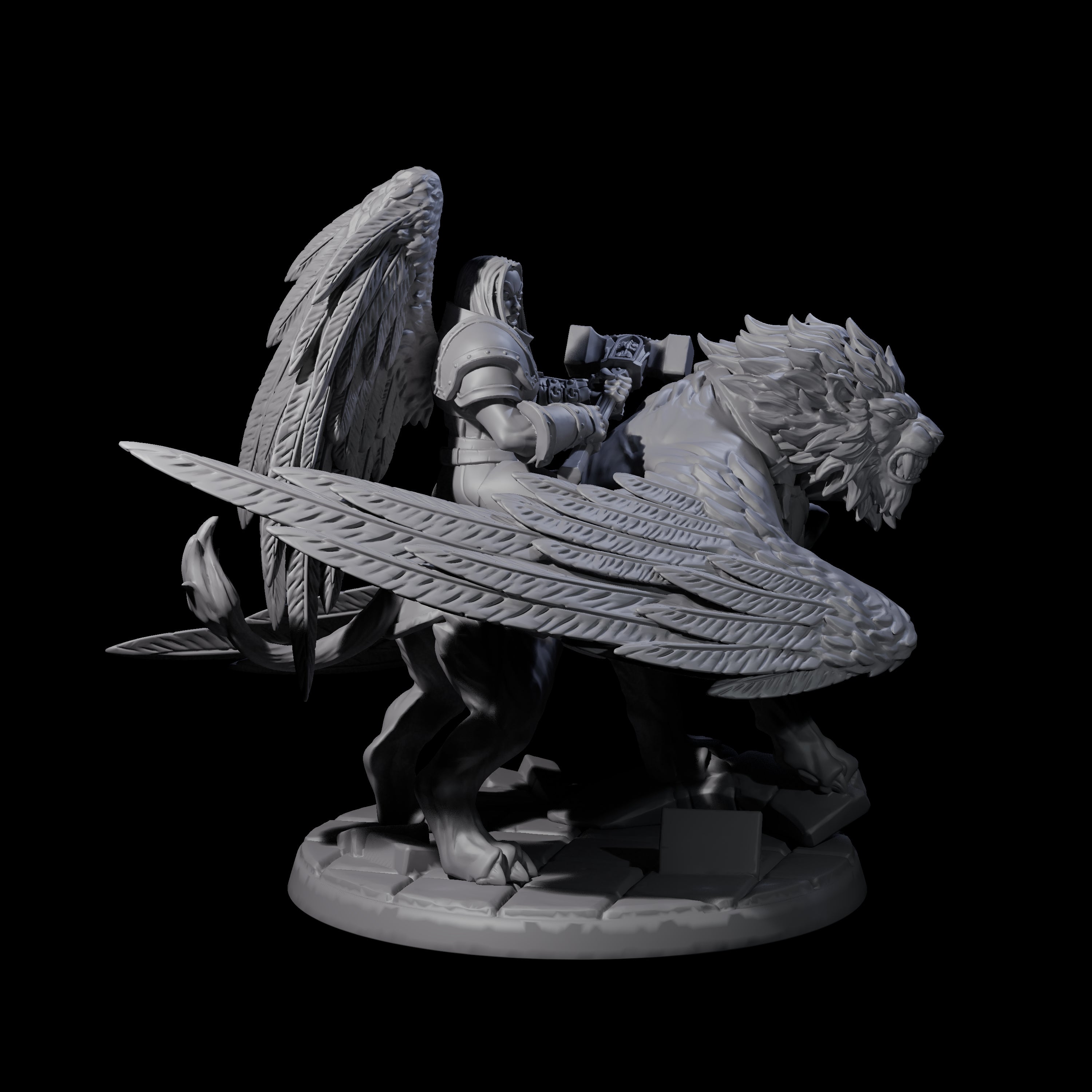 Diving Celestral Cavalry D Miniature for Dungeons and Dragons, Pathfinder or other TTRPGs