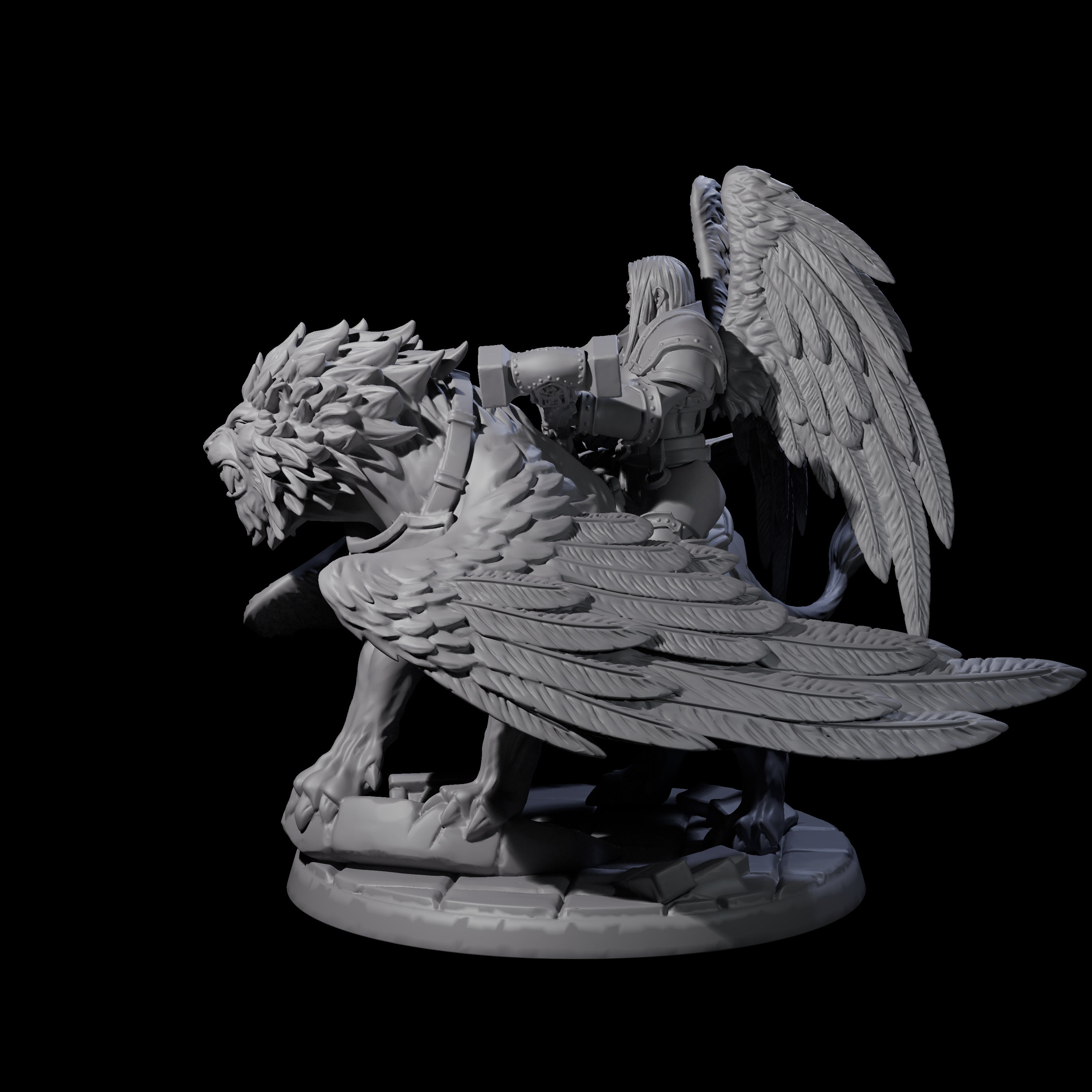 Diving Celestral Cavalry D Miniature for Dungeons and Dragons, Pathfinder or other TTRPGs