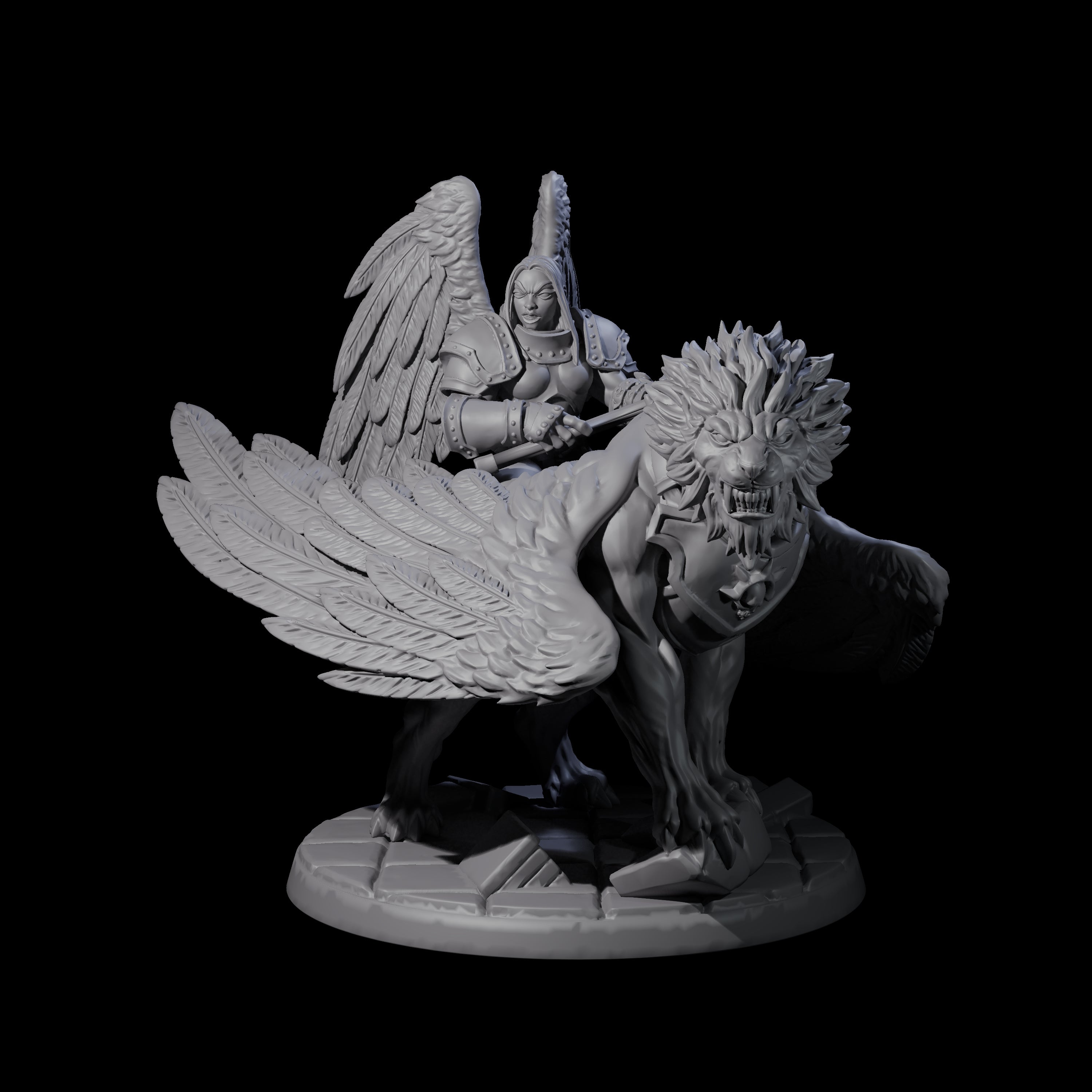 Diving Celestral Cavalry D Miniature for Dungeons and Dragons, Pathfinder or other TTRPGs