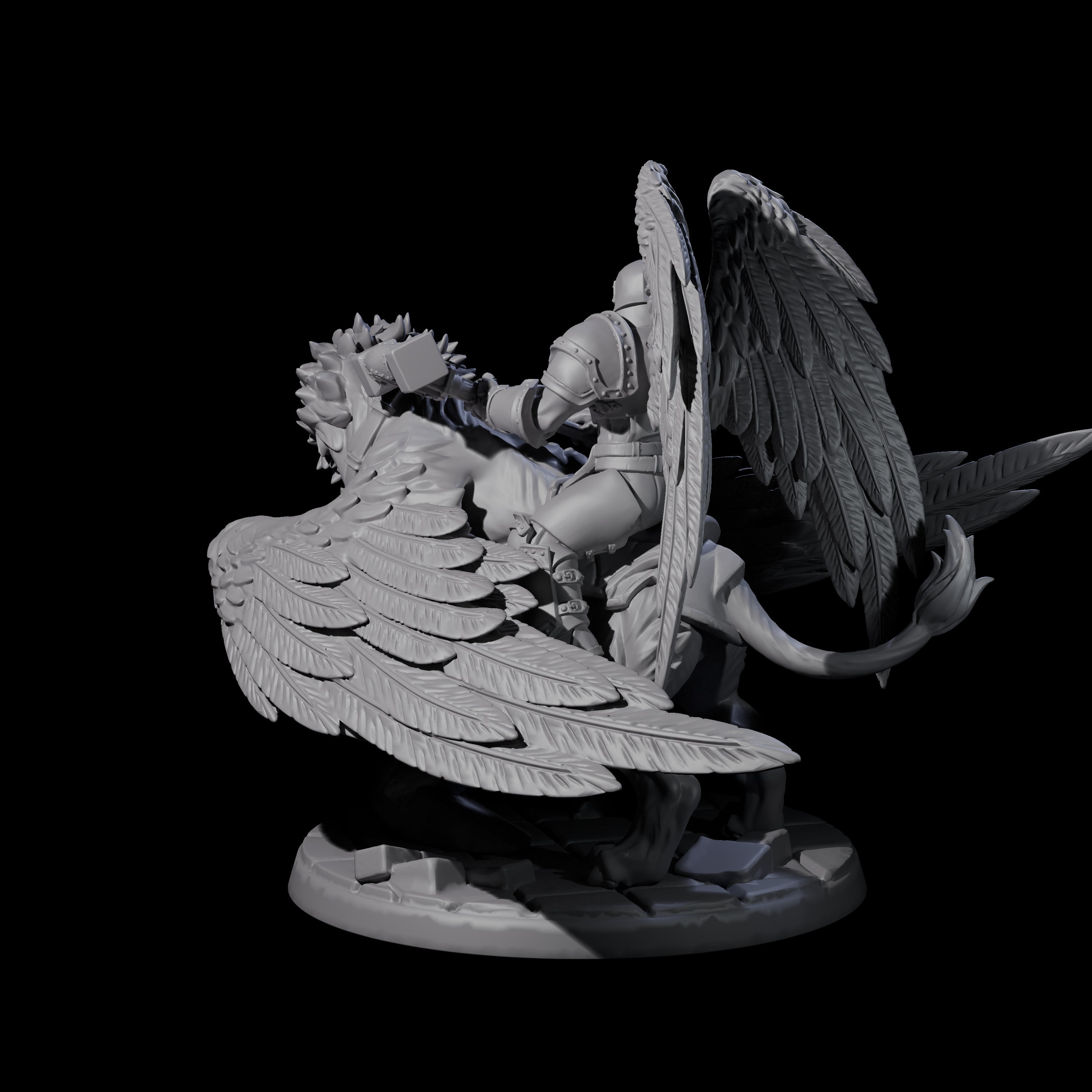 Diving Celestral Cavalry D Miniature for Dungeons and Dragons, Pathfinder or other TTRPGs