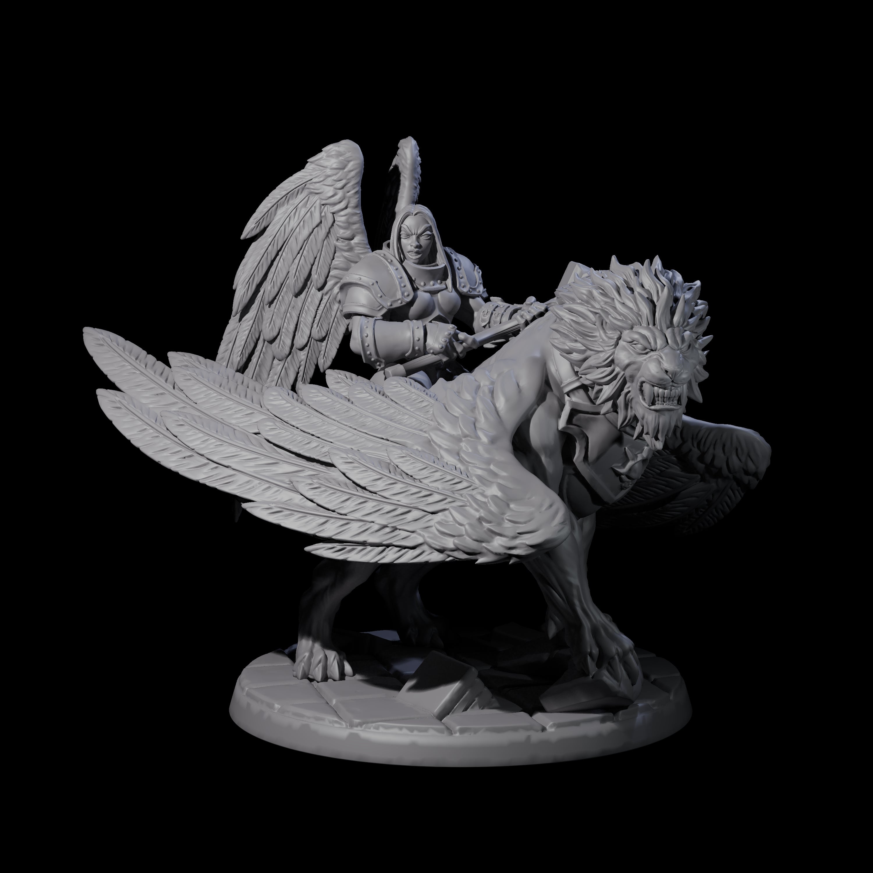 Diving Celestral Cavalry D Miniature for Dungeons and Dragons, Pathfinder or other TTRPGs