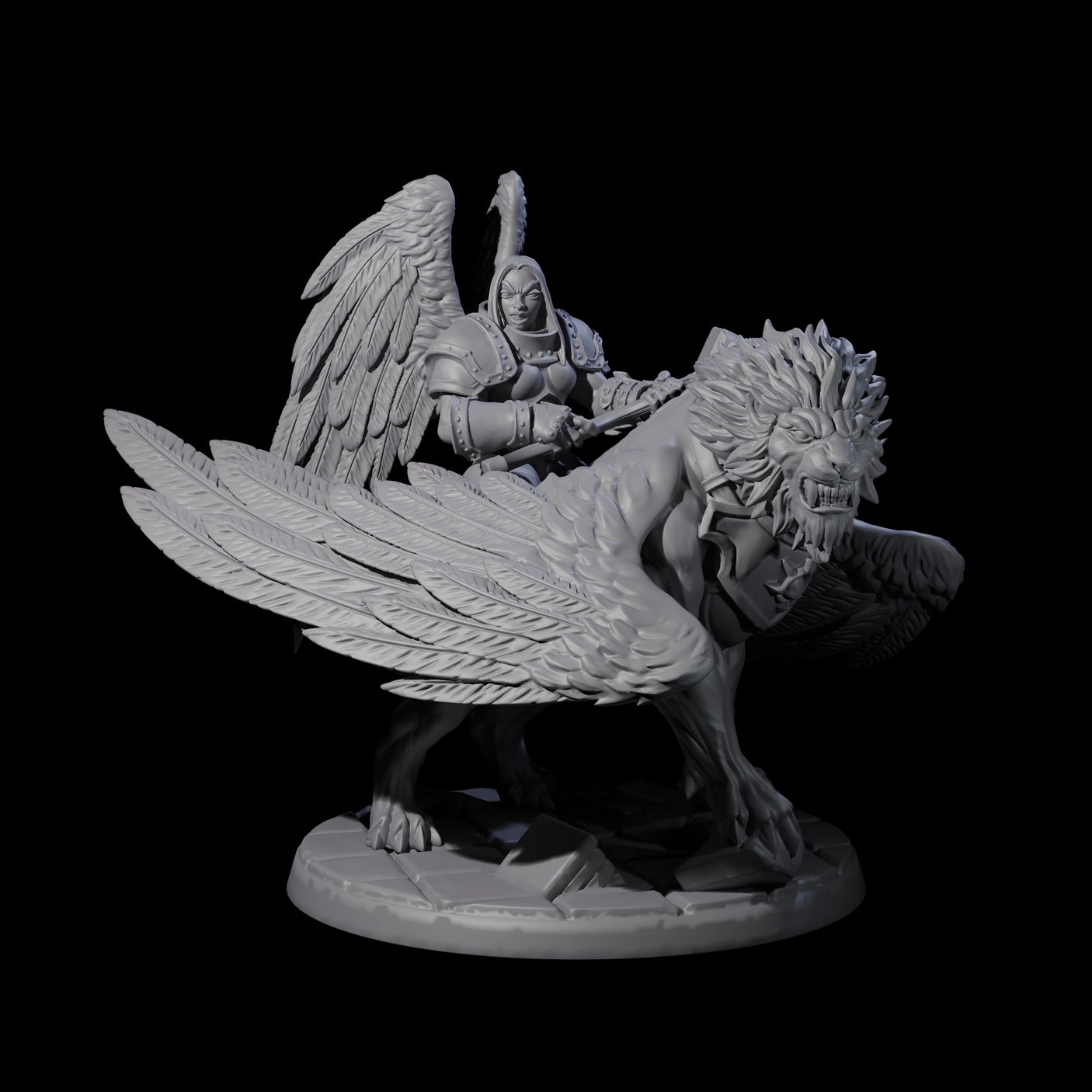 Diving Celestral Cavalry D Miniature for Dungeons and Dragons, Pathfinder or other TTRPGs